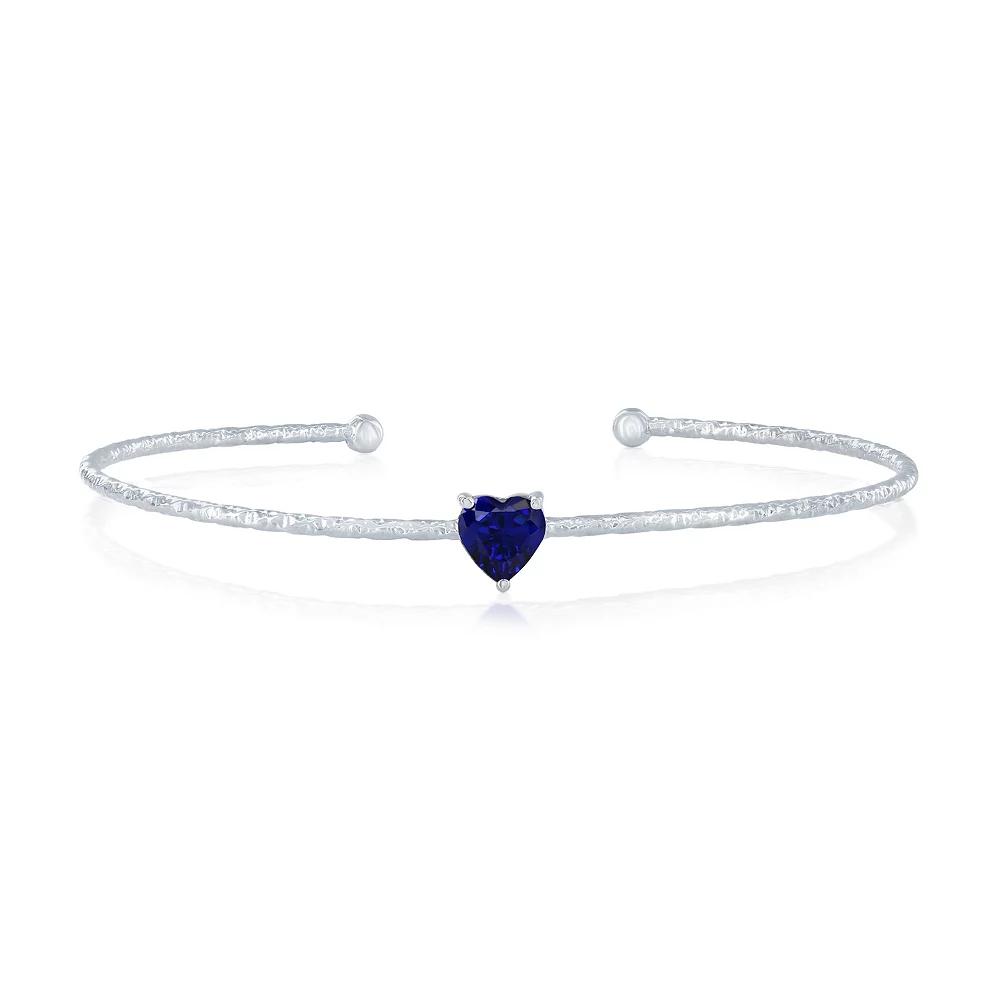 Argento Bella Sterling Silver Cubic Zirconia Birthstone Heart Bangle Bracelet, Women's, Size: 7", September Product Image