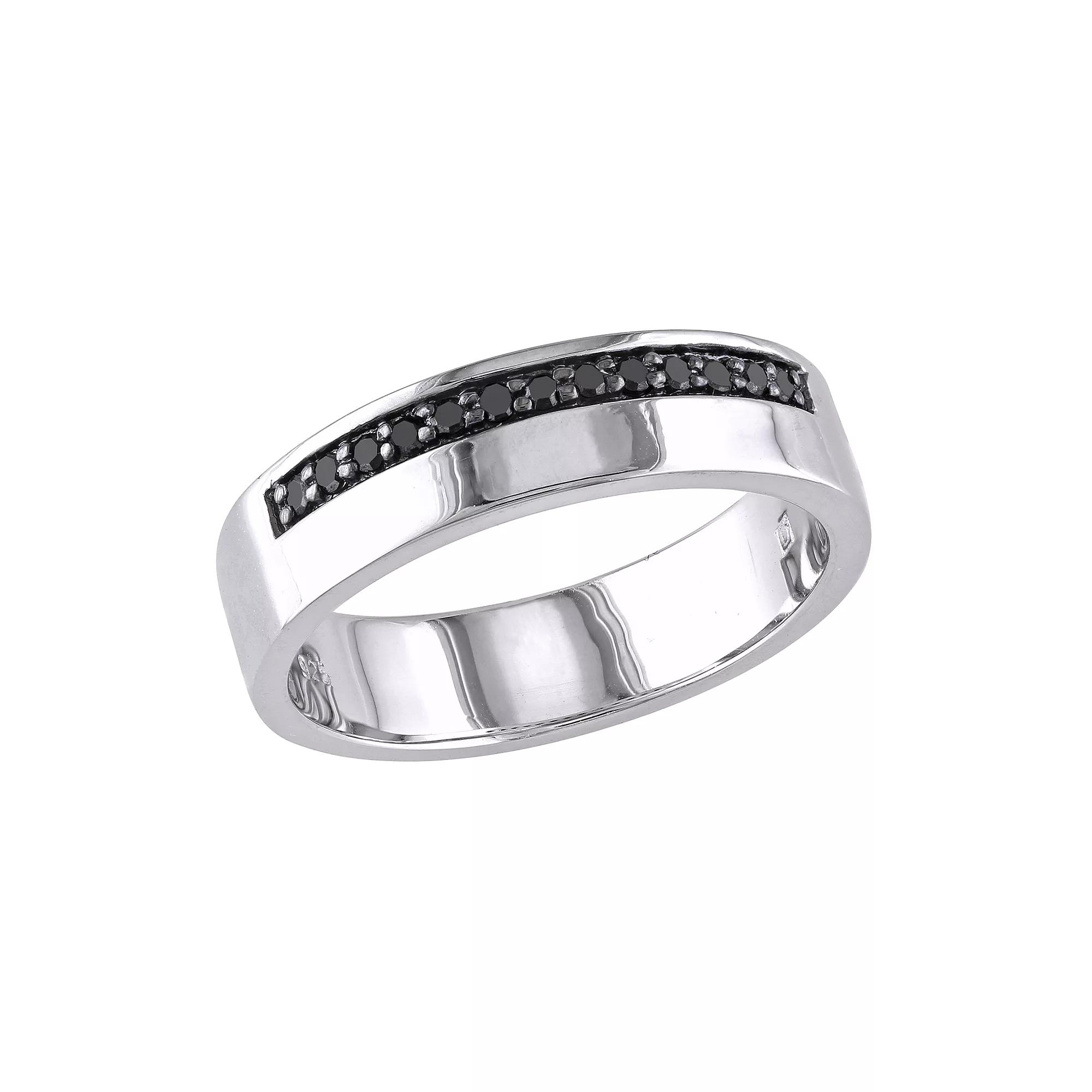 Stella Grace Sterling Silver Black Diamond Mens Ring Silvertone Product Image