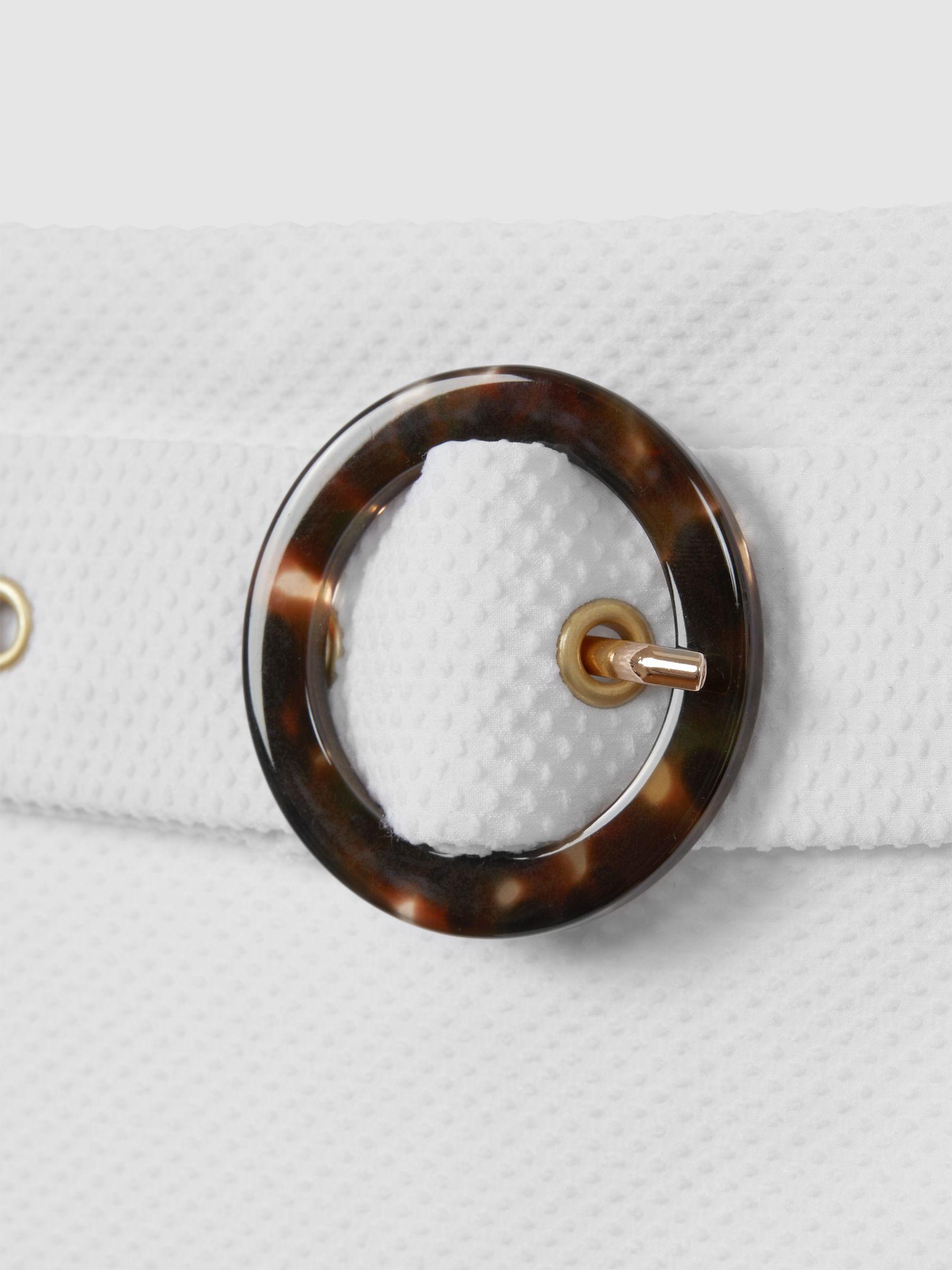 Textured Belted Bikini Bottoms in White Product Image