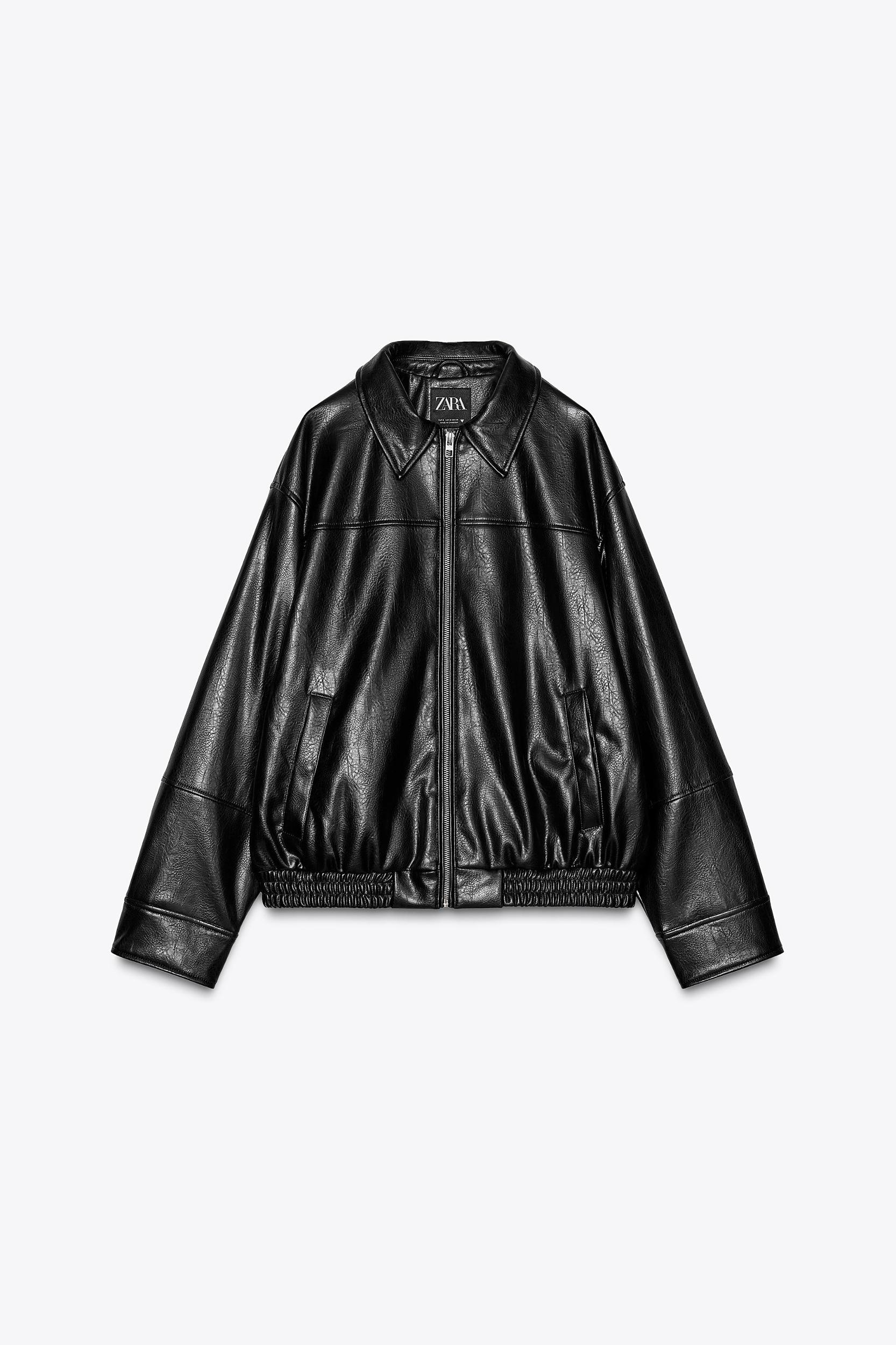 FAUX LEATHER BOMBER JACKET Product Image