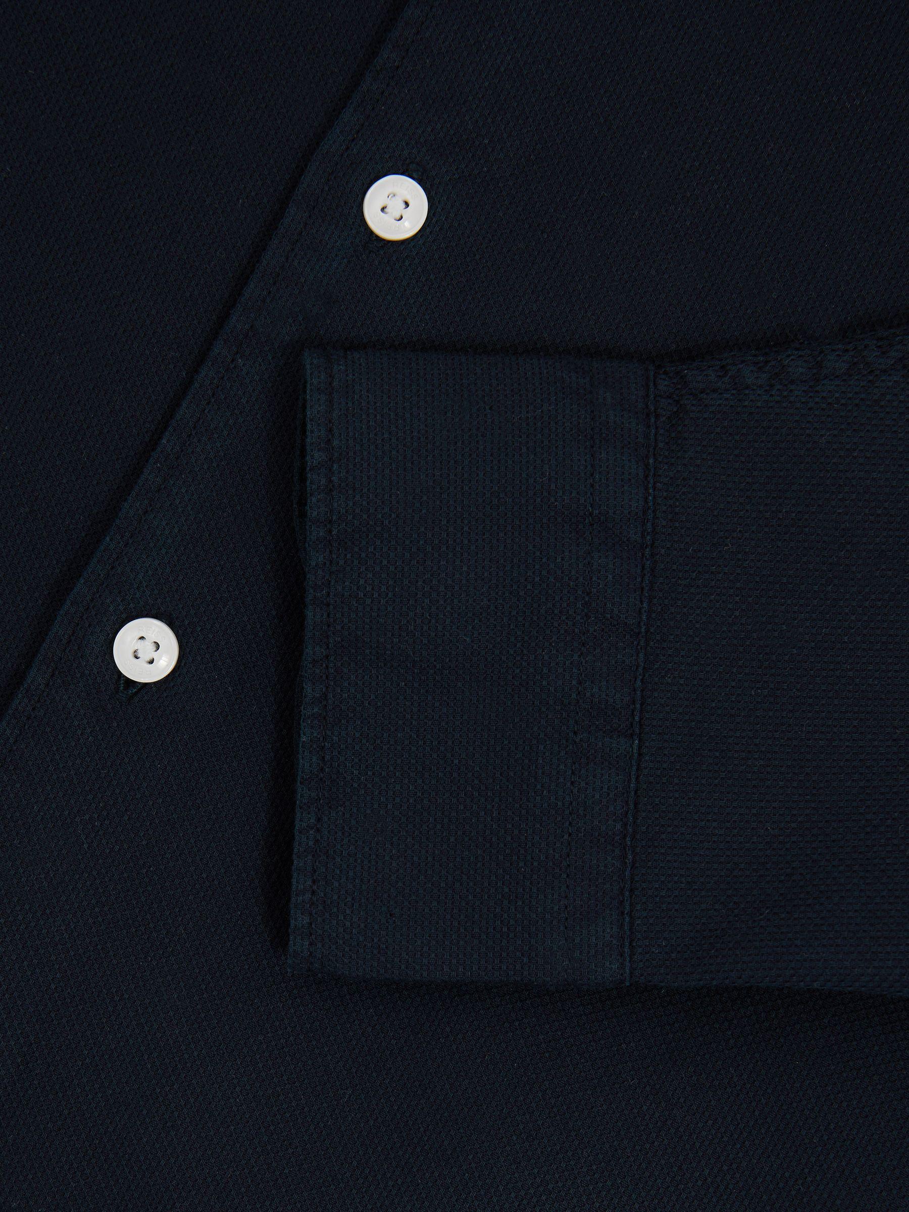 Textured Garment Dyed Button-Through Shirt in Indigo Blue Product Image