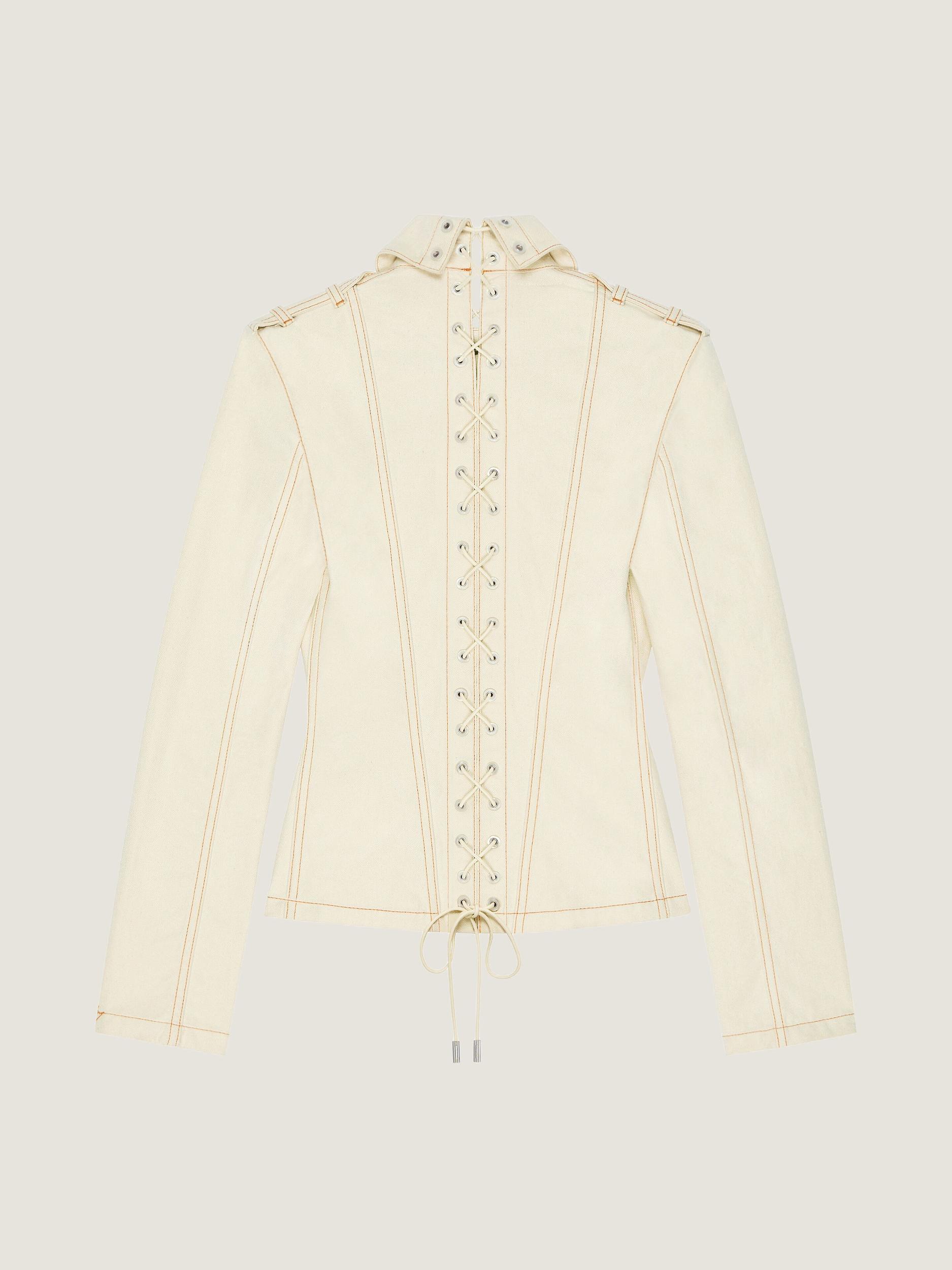 Slim fit jacket in denim with laces Product Image