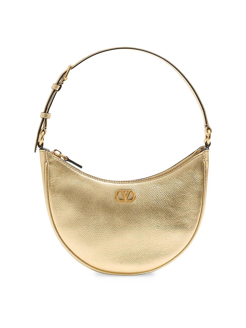 Womens VLogo Signature Mini Hobo Bag in Laminated Grainy Calfskin Product Image