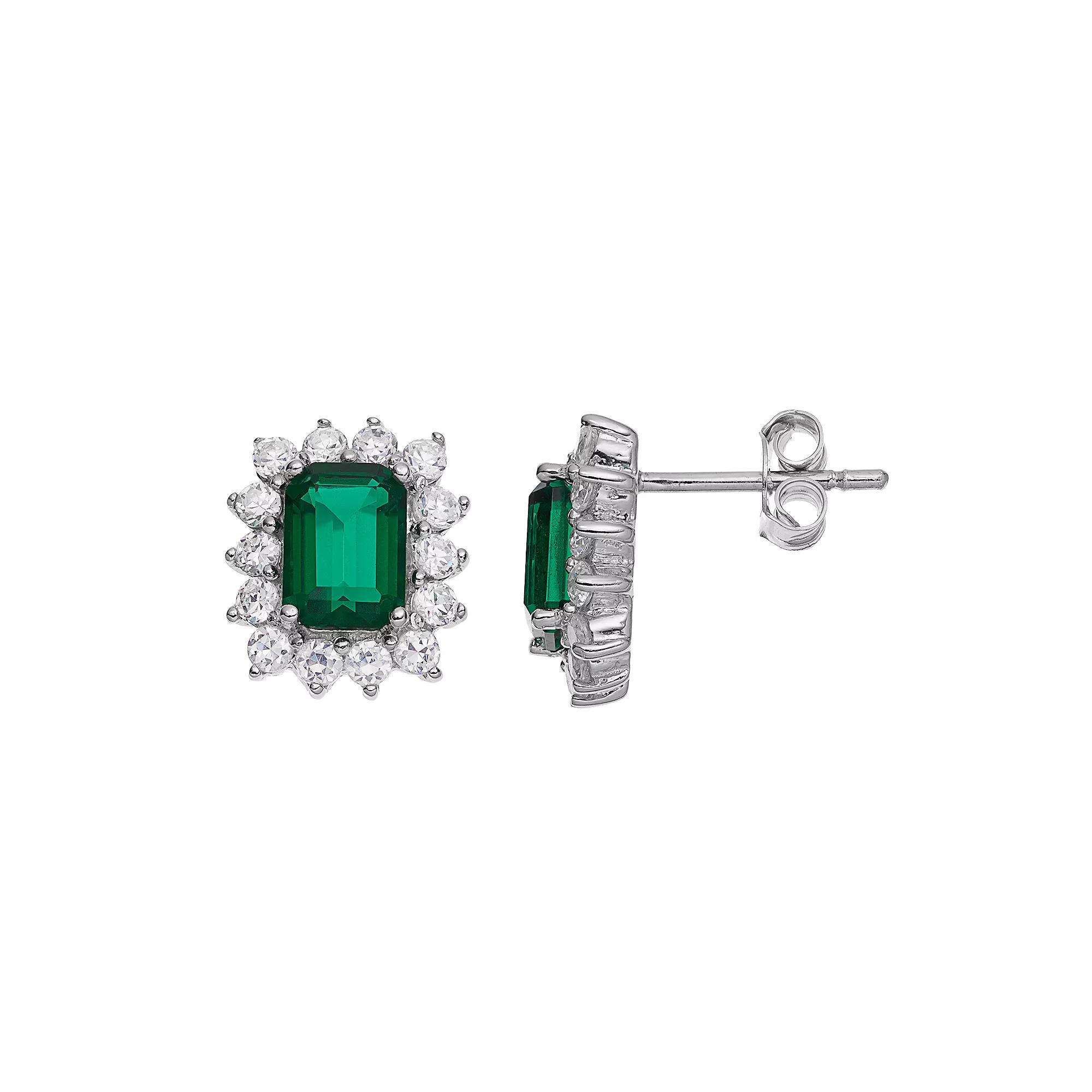 Sophie Miller Cubic Zirconia Halo Stud Earrings, Women's, Green Product Image