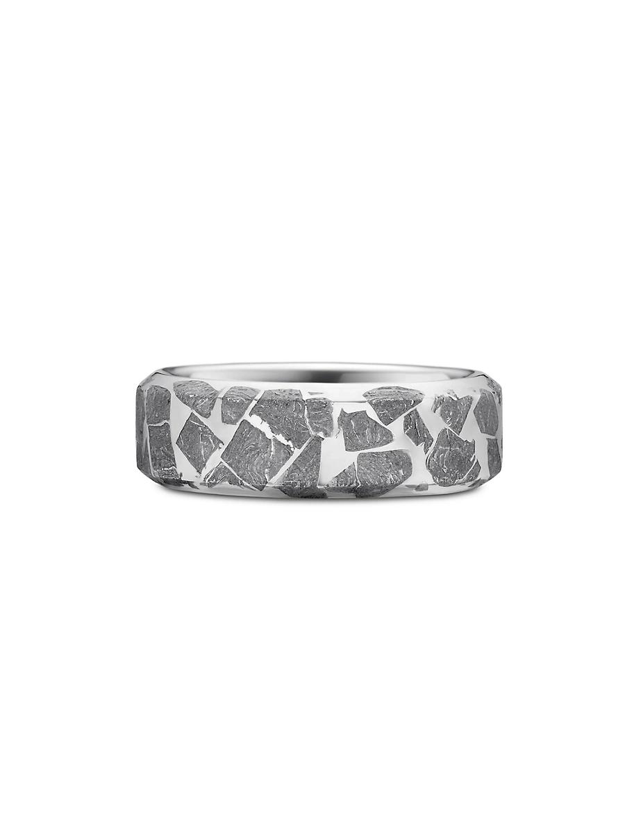 Mens Meteorite Band Ring in Sterling Silver, 8.5MM Product Image