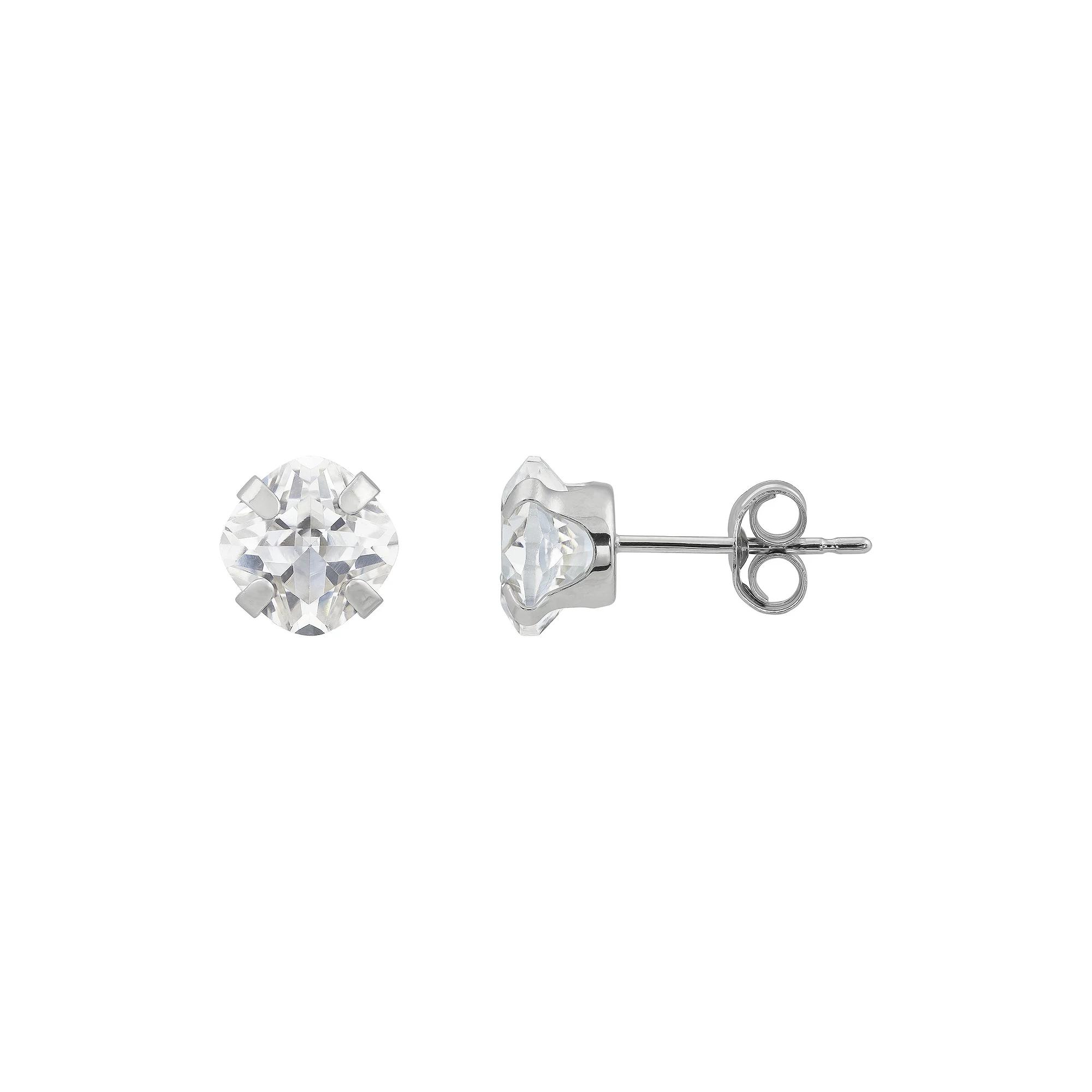 10k White Gold Lab-Created Created White Sapphire Earrings, Womens Product Image