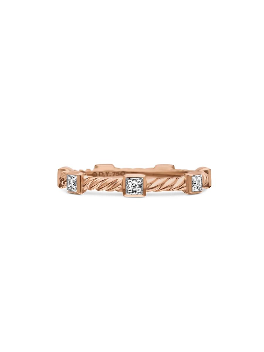 Womens Cable Collectibles Stations Stack Ring in 18K Rose Gold Product Image