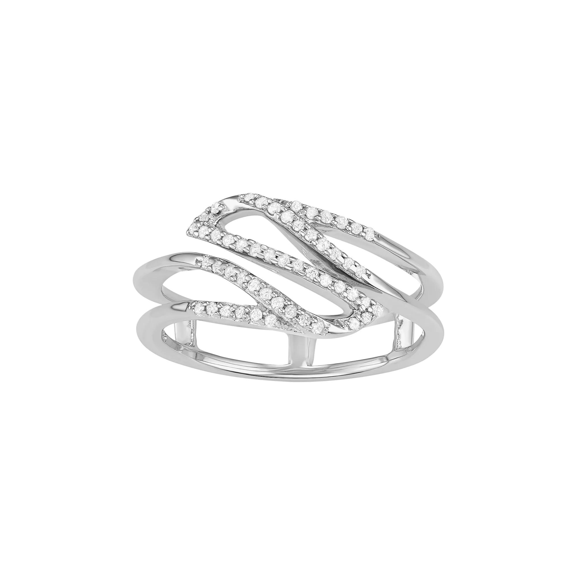 Jewelexcess Sterling Silver 1/6 Carat T.W. Diamond Swirl Ring, Women's, White Product Image