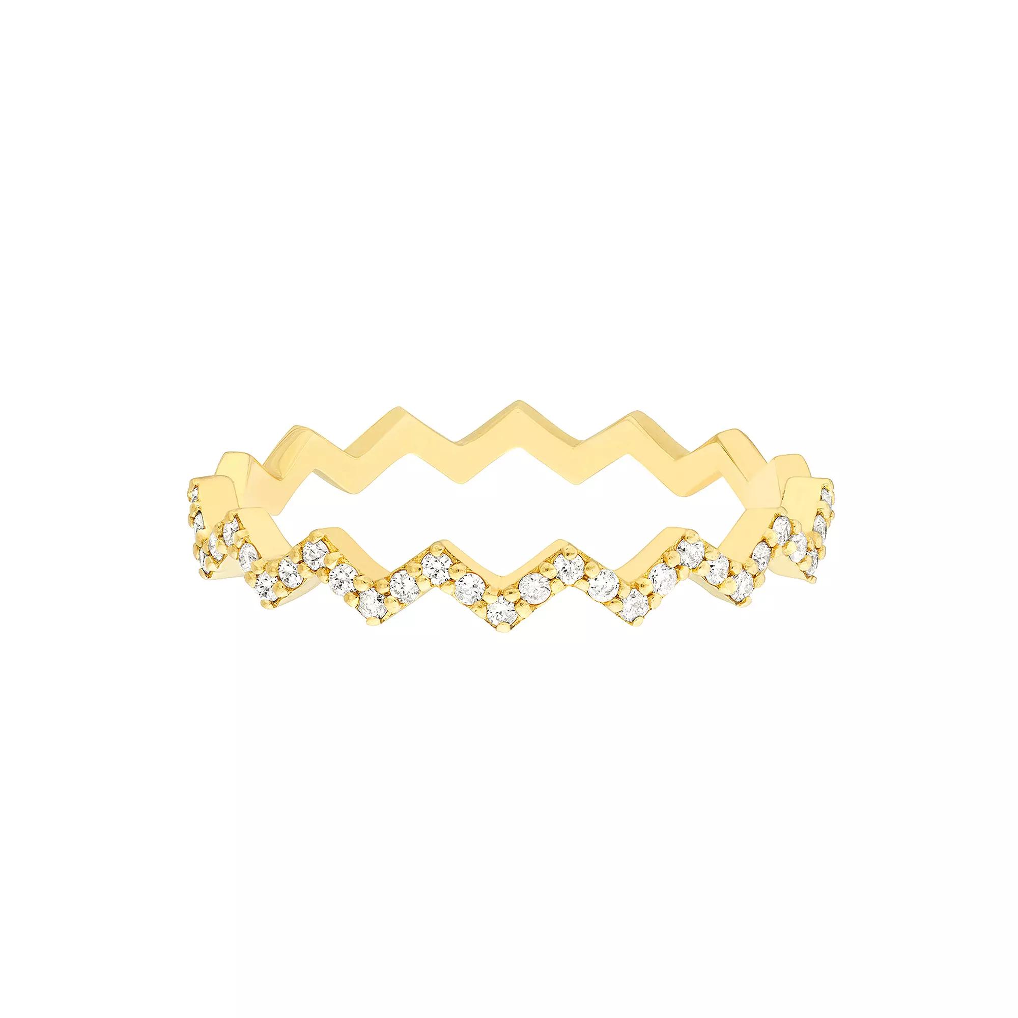 14k Gold 1/6 Carat T.W. Diamond Zigzag Ring, Women's Product Image