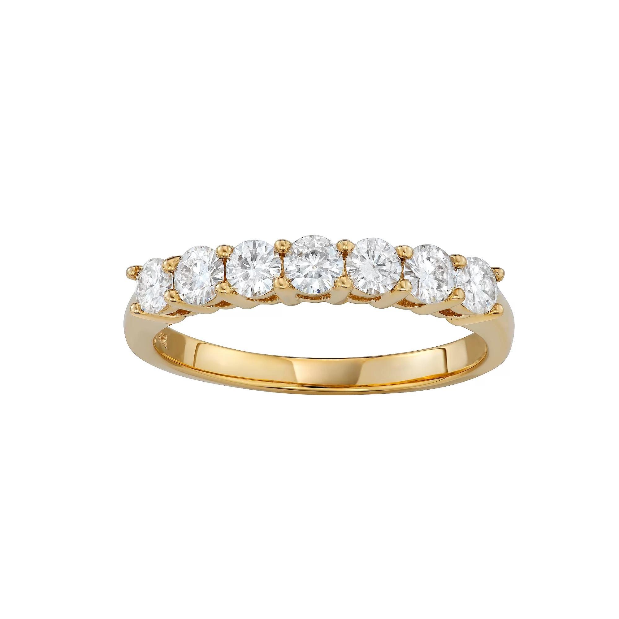 Charles & Colvard 14k Gold 3/4 Carat T.W. Lab-Created Moissanite 7 Stone Ring, Women's, Size: 5 Product Image