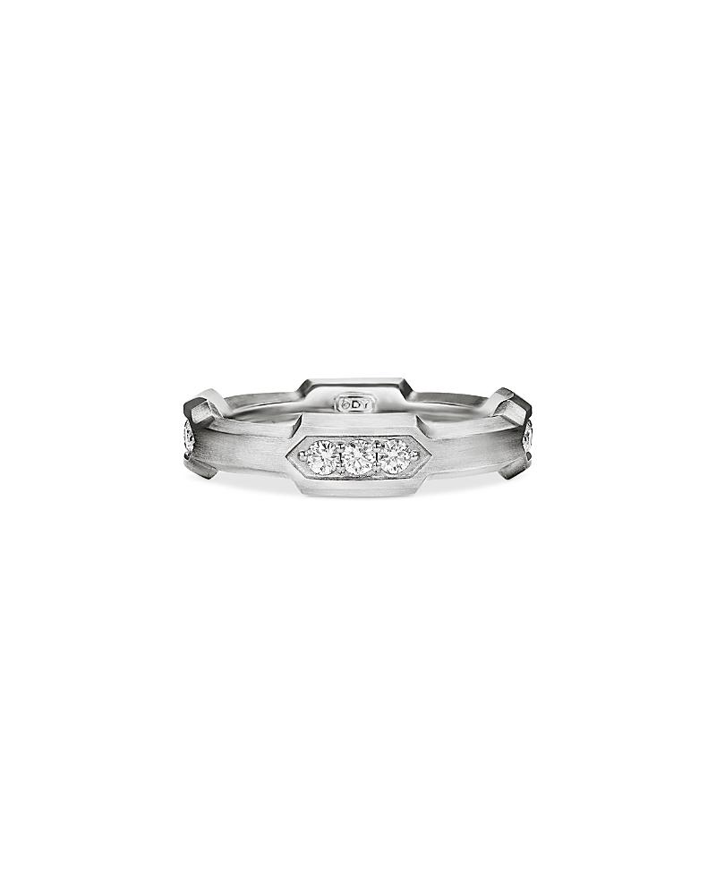 David Yurman Mens Hex Station Band Ring in Sterling with Diamonds, 6mm Product Image