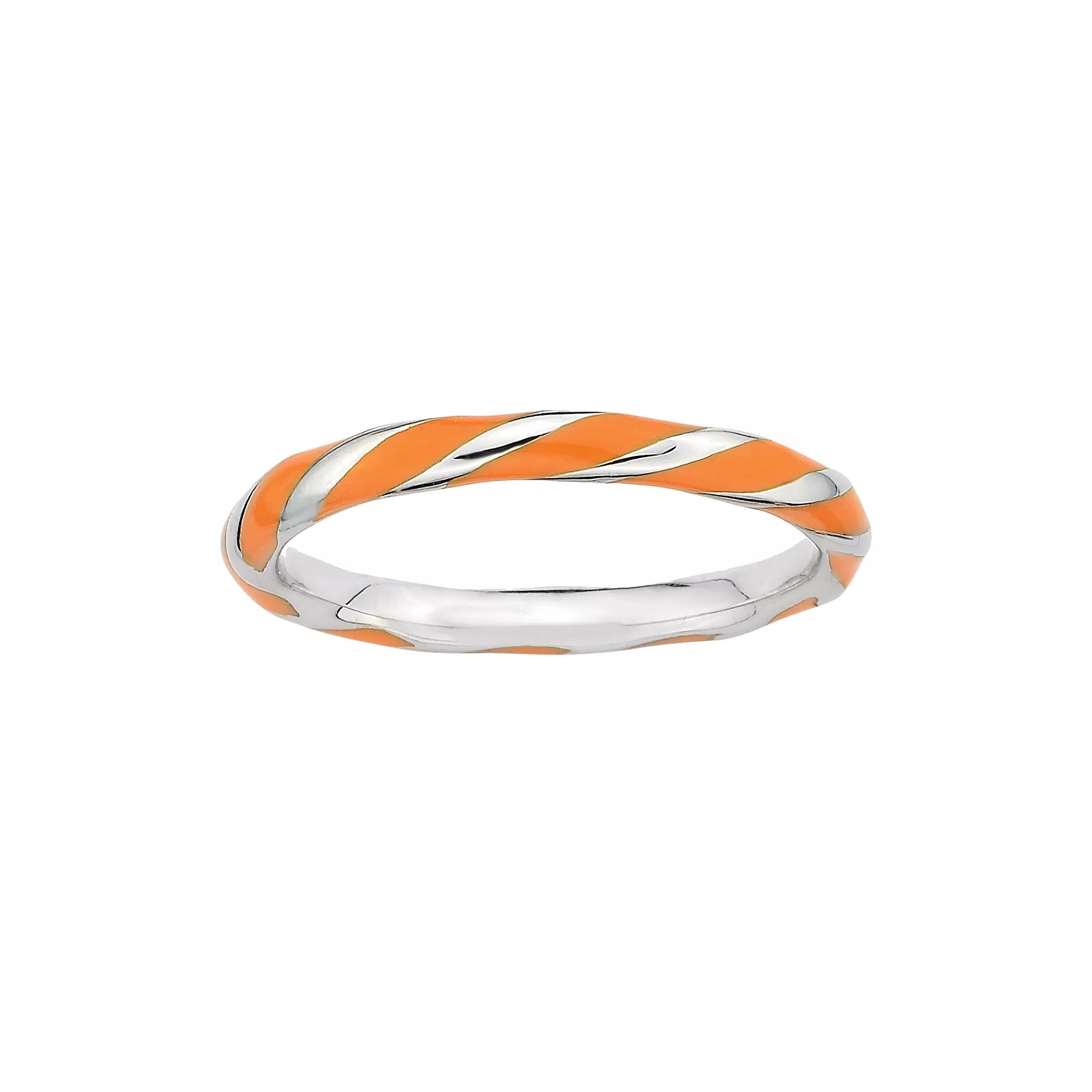 Stacks & Stones Sterling Silver Orange Enamel Twist Stack Ring, Womens Product Image