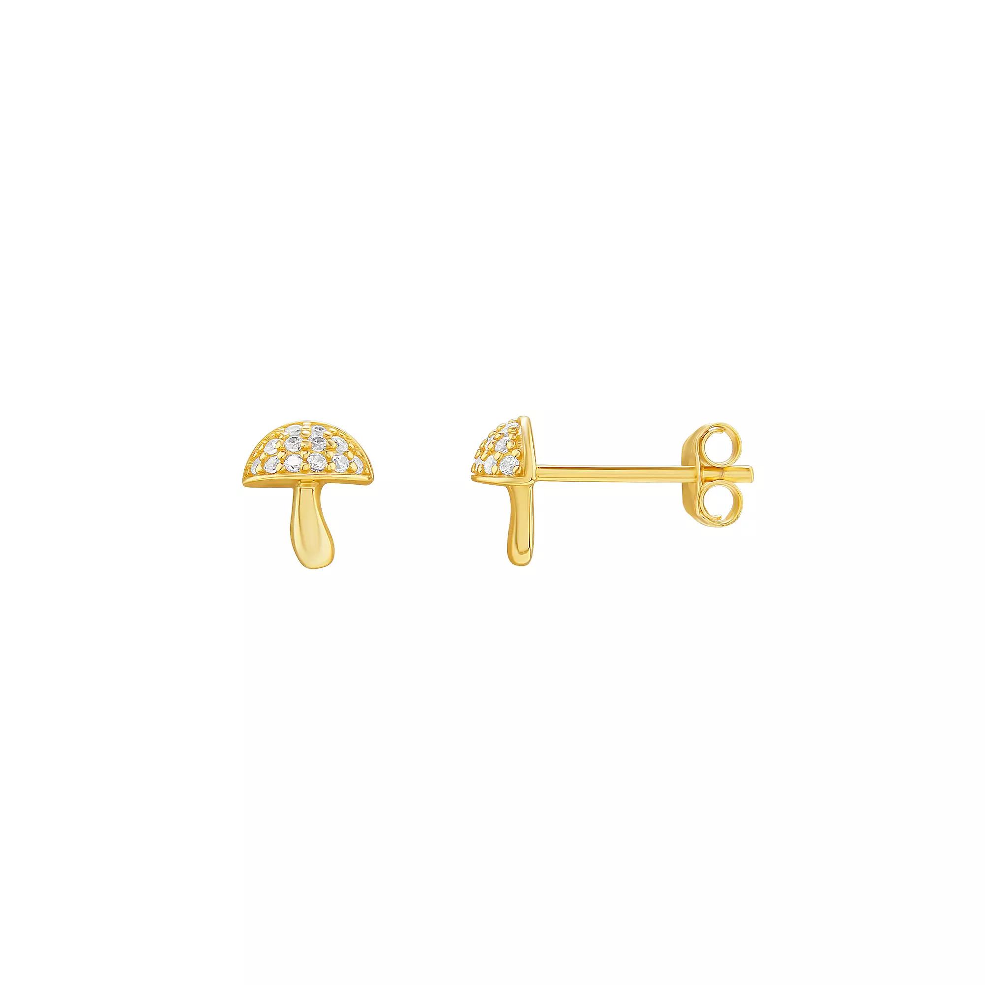 PRIMROSE Sterling Silver Cubic Zirconia Mushroom Stud Earrings, Women's, Yellow Gold Tone Product Image