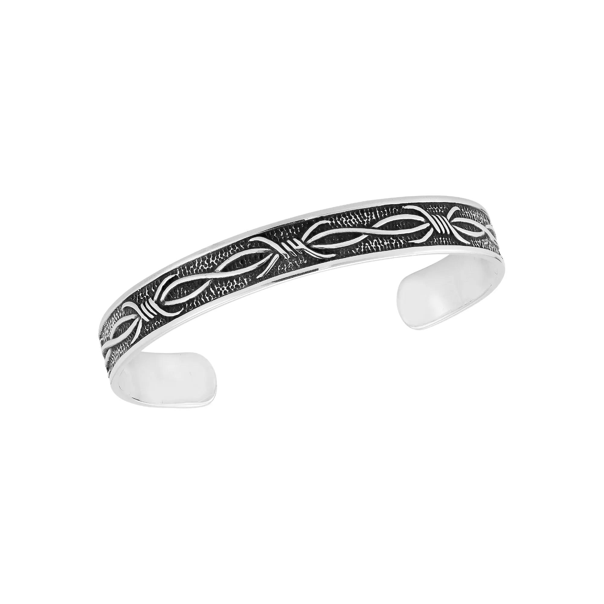 Men's Menster Sterling Silver Oxidized Twist Cuff Bracelet, Size: 8" Product Image