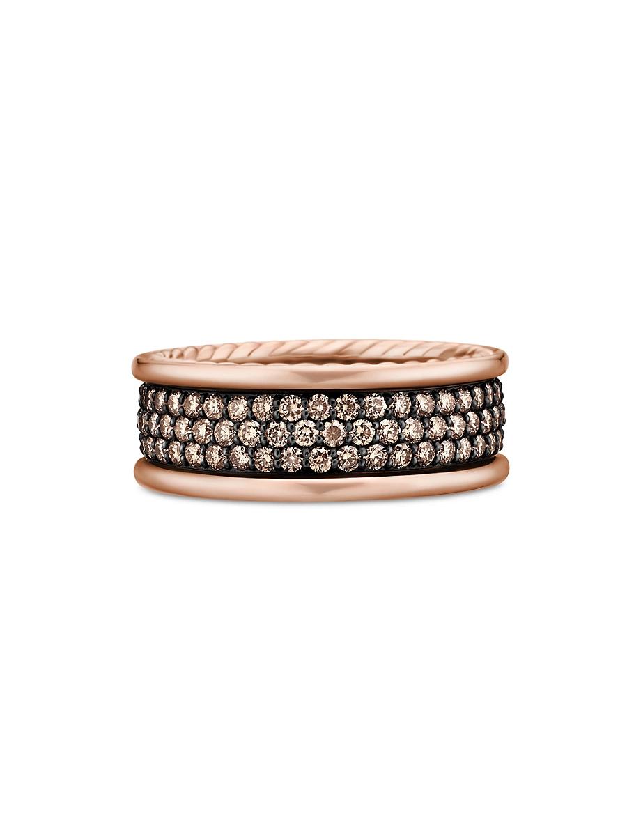 Mens Streamline Three Row Band Ring In 18K Rose Gold Product Image