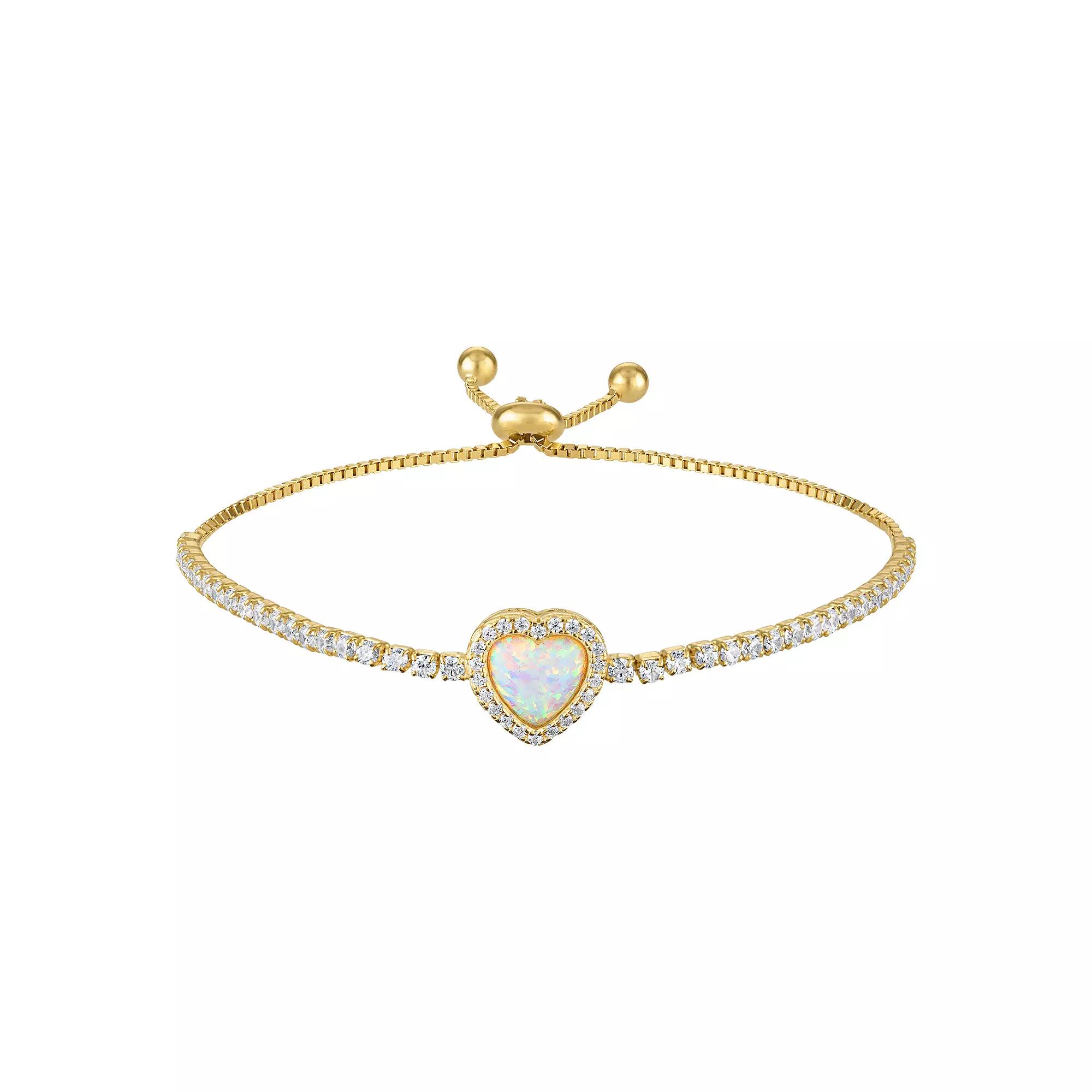 14k Gold Over Silver Opal Adjustable Bracelet, Women's, Size: 4-10" ADJ, Sterling Product Image