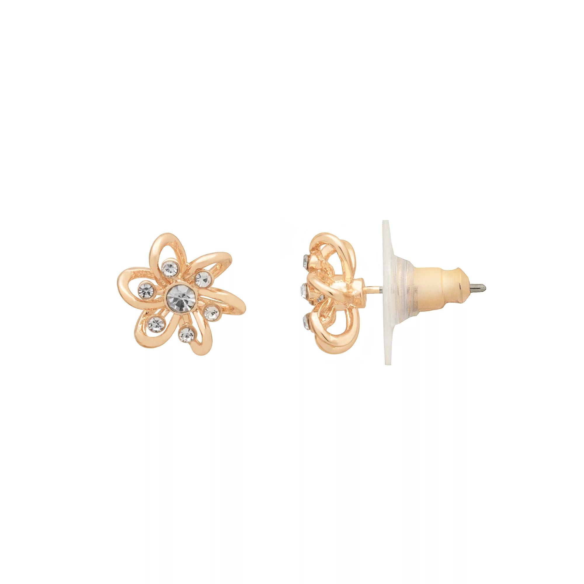LC Lauren Conrad Simple Flower Stud Earrings, Women's, Clear Product Image