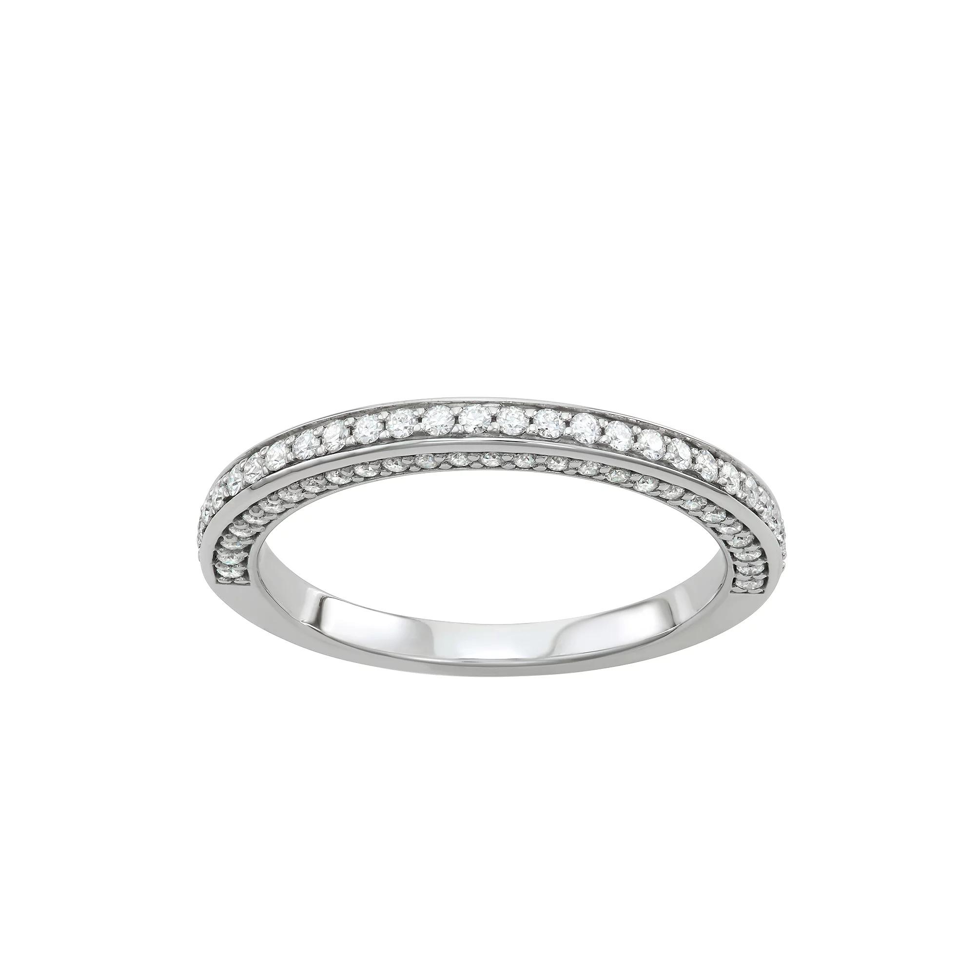 Charles & Colvard 14k White Gold 5/8 Carat T.W. Lab-Created Moissanite Three-Sided Band Ring, Women's,  Product Image