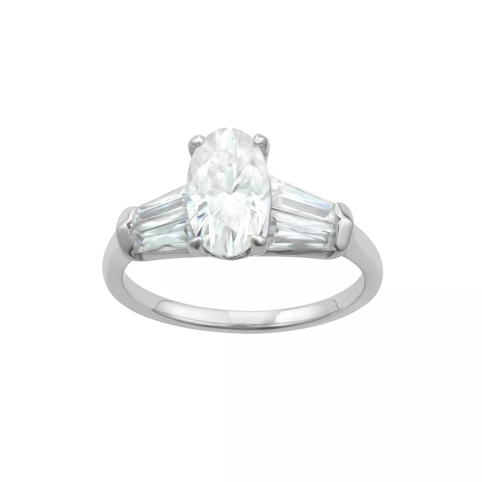 Charles & Colvard 14k Gold 3 1/2 Carat T.W. Lab-Created Moissanite Elongated Oval Engagement Ring, Women's, Size: 6, White Product Image