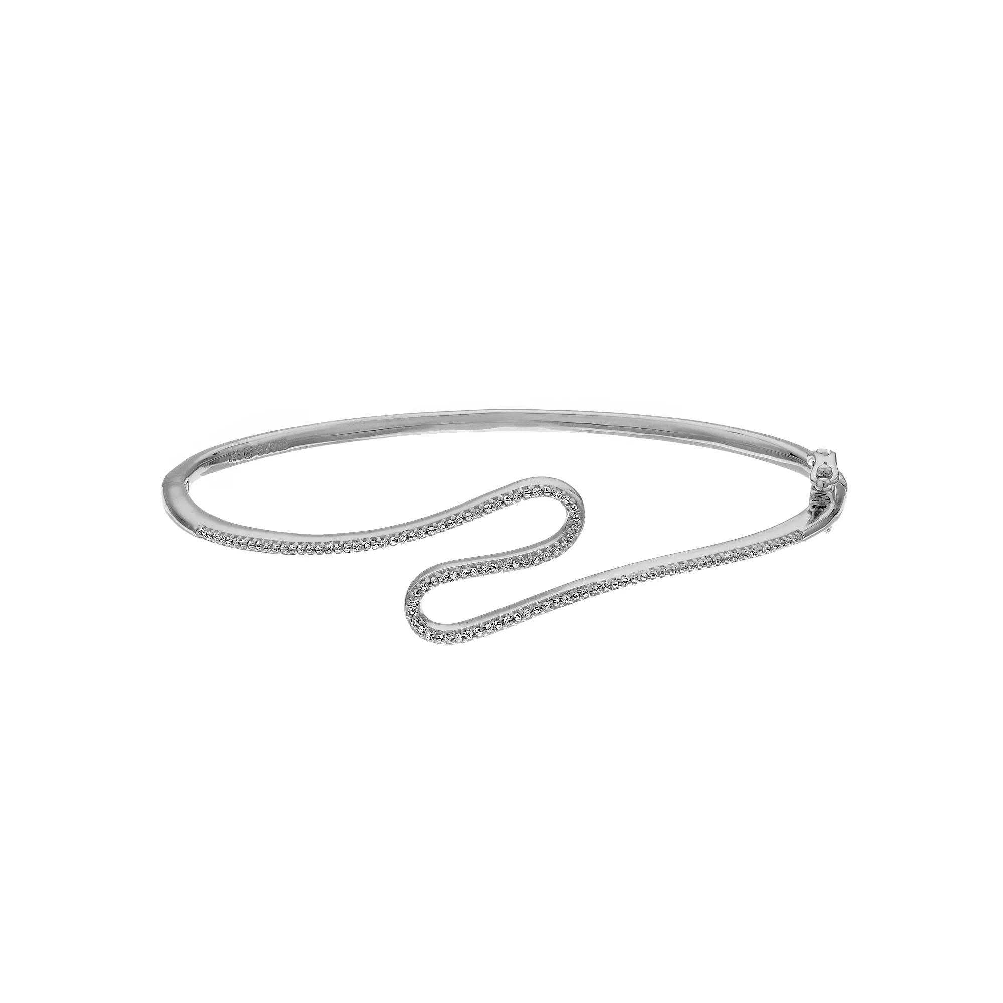 Simply Vera Vera Wang Sterling Silver 1/10 Carat T.W. Diamond Swirl Bangle Bracelet, Women's, Size: 7" Product Image