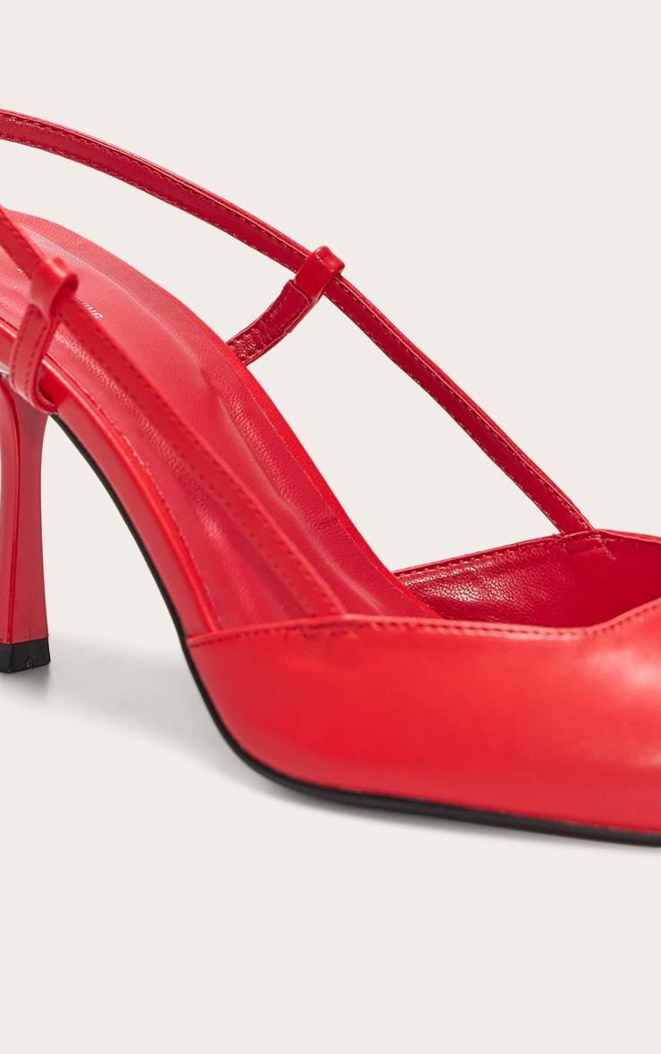 Wide Fit Red Pu Point Toe High Stiletto Court Heels Product Image