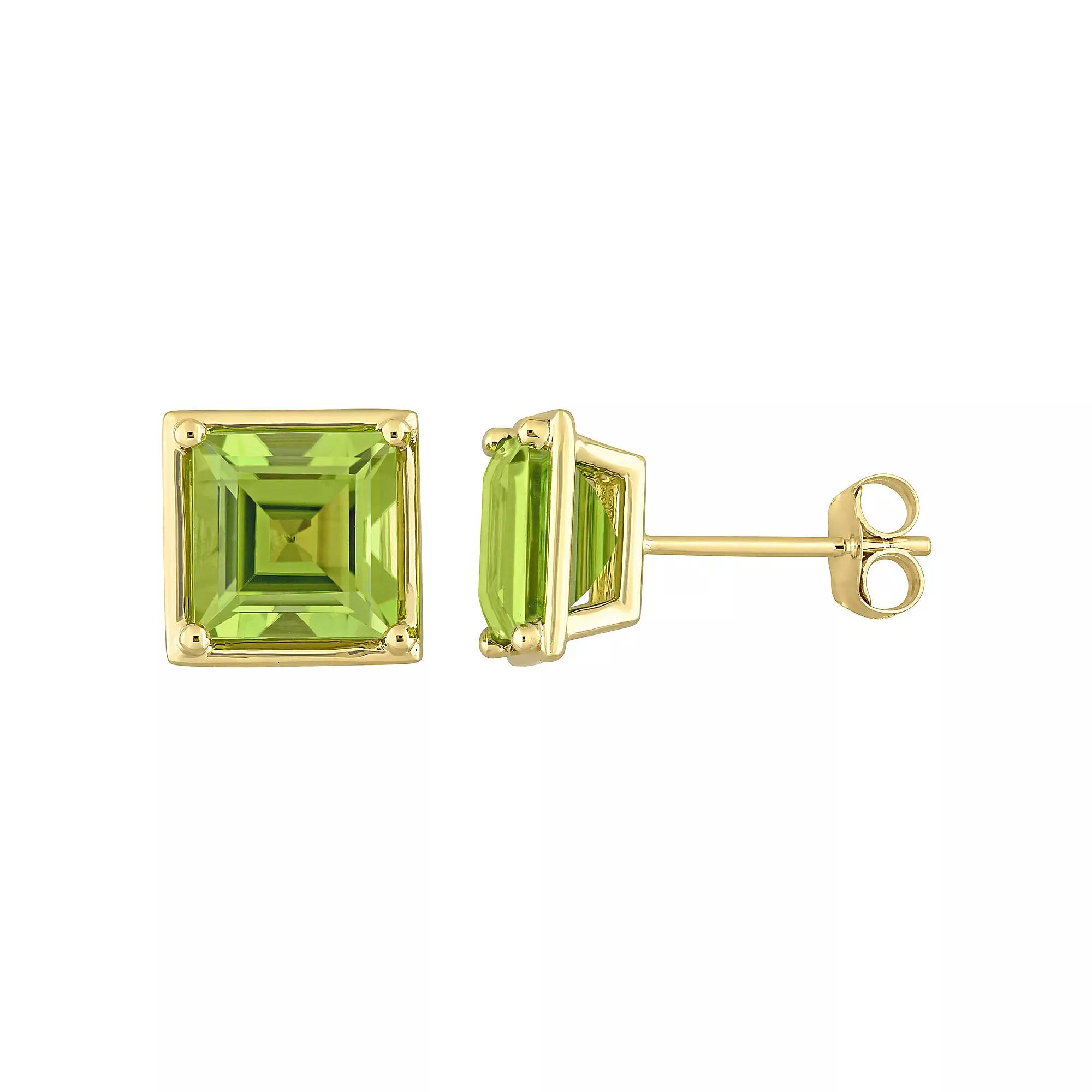 Stella Grace 14k Gold Square Peridot Stud Earrings, Women's Product Image