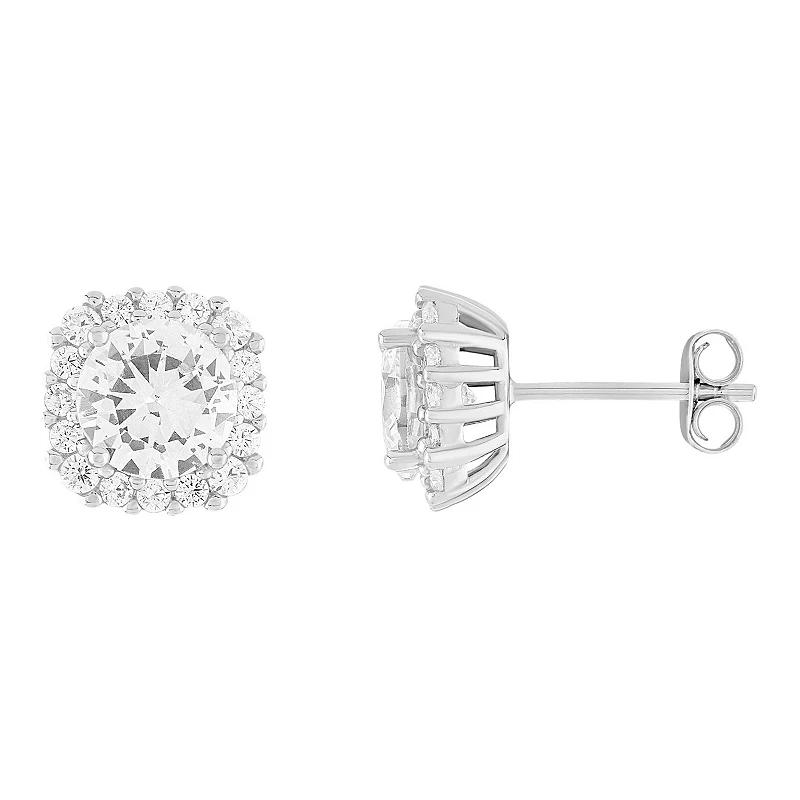 PRIMROSE Sterling Silver Cubic Zirconia Halo Stud Earrings, Women's, April Product Image