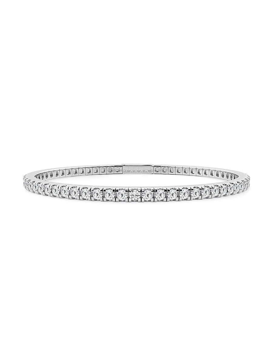 Womens 14K White Gold & Round Lab-Grown Diamond Flexible Tennis Bangle/1.00-10.00 TCW Product Image