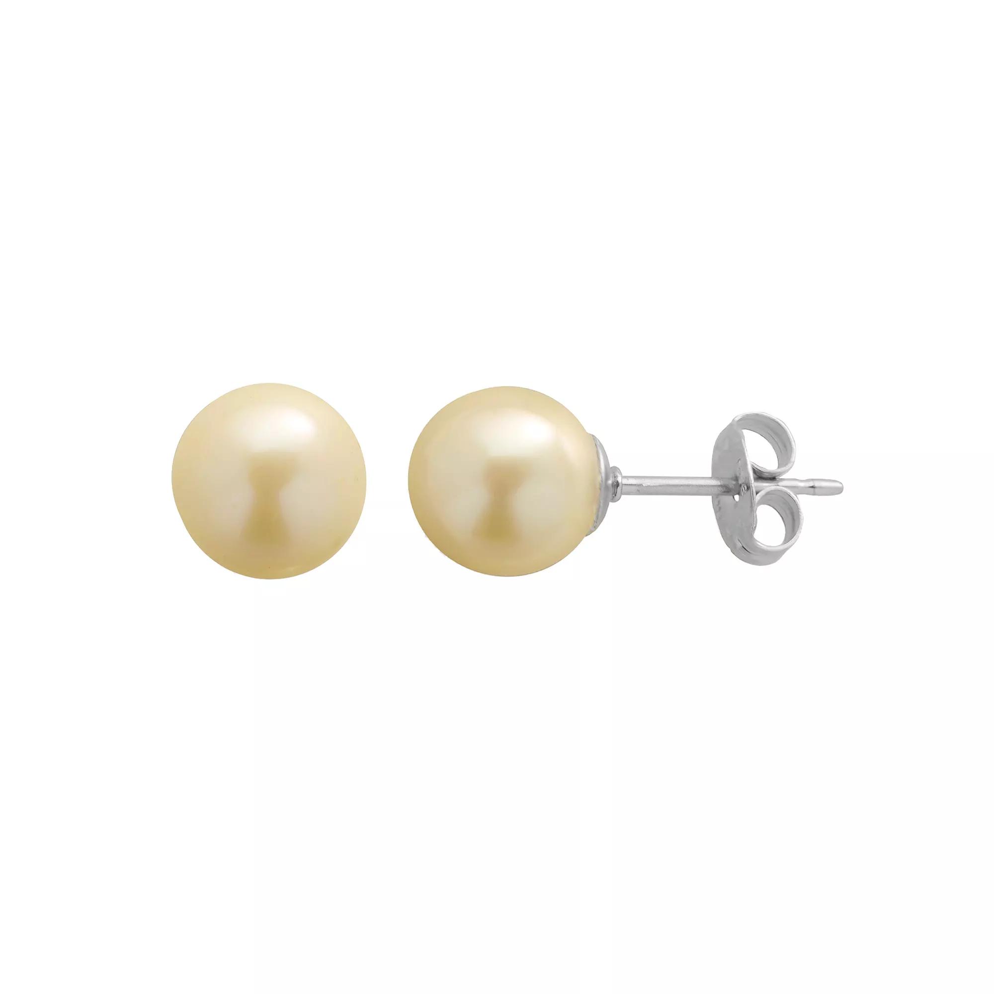 PearLustre by Imperial Dyed Freshwater Cultured Pearl Sterling Silver Stud Earrings, Women's, Light Yellow Product Image
