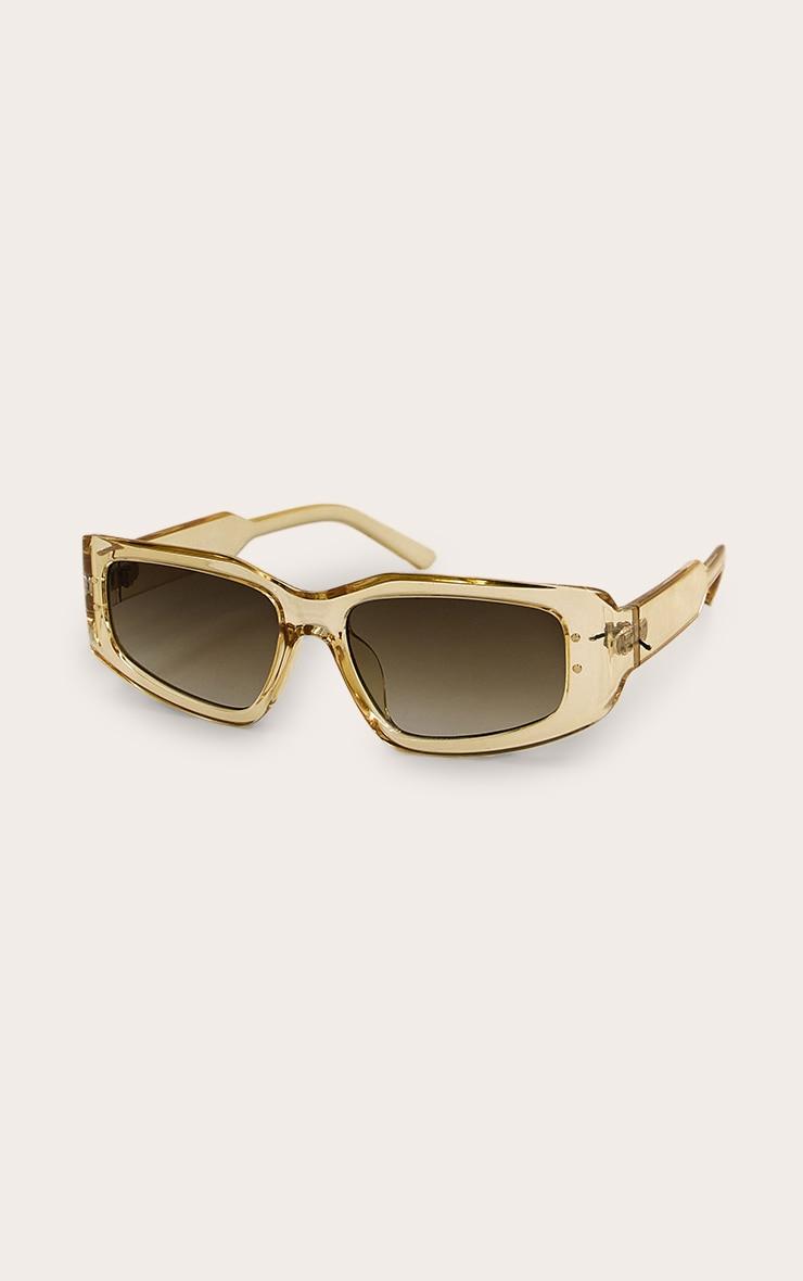 Butter Yellow Crystal Square Angled Sunglasses Product Image
