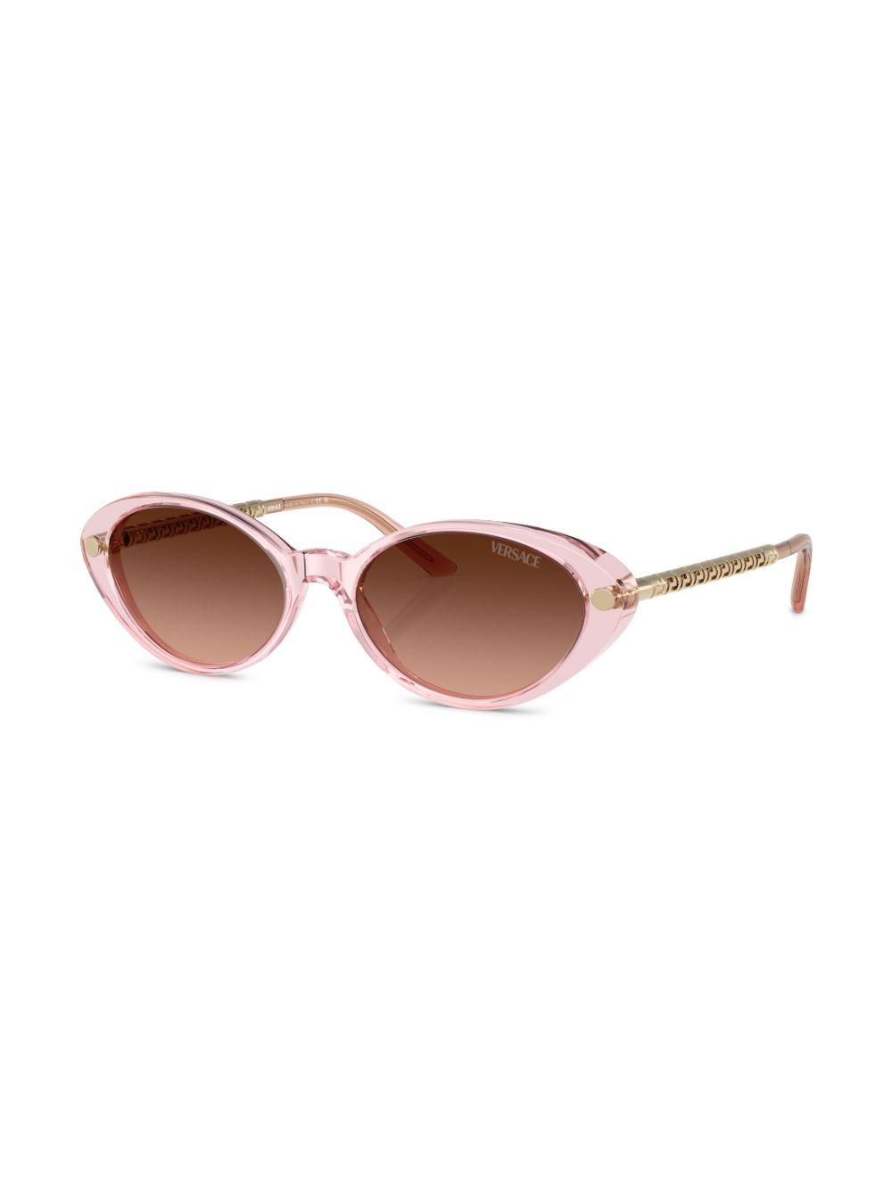 VERSACE Womens Pink Ve4469 Oval-frame Acetate And Metal Sunglasses In Brown Product Image
