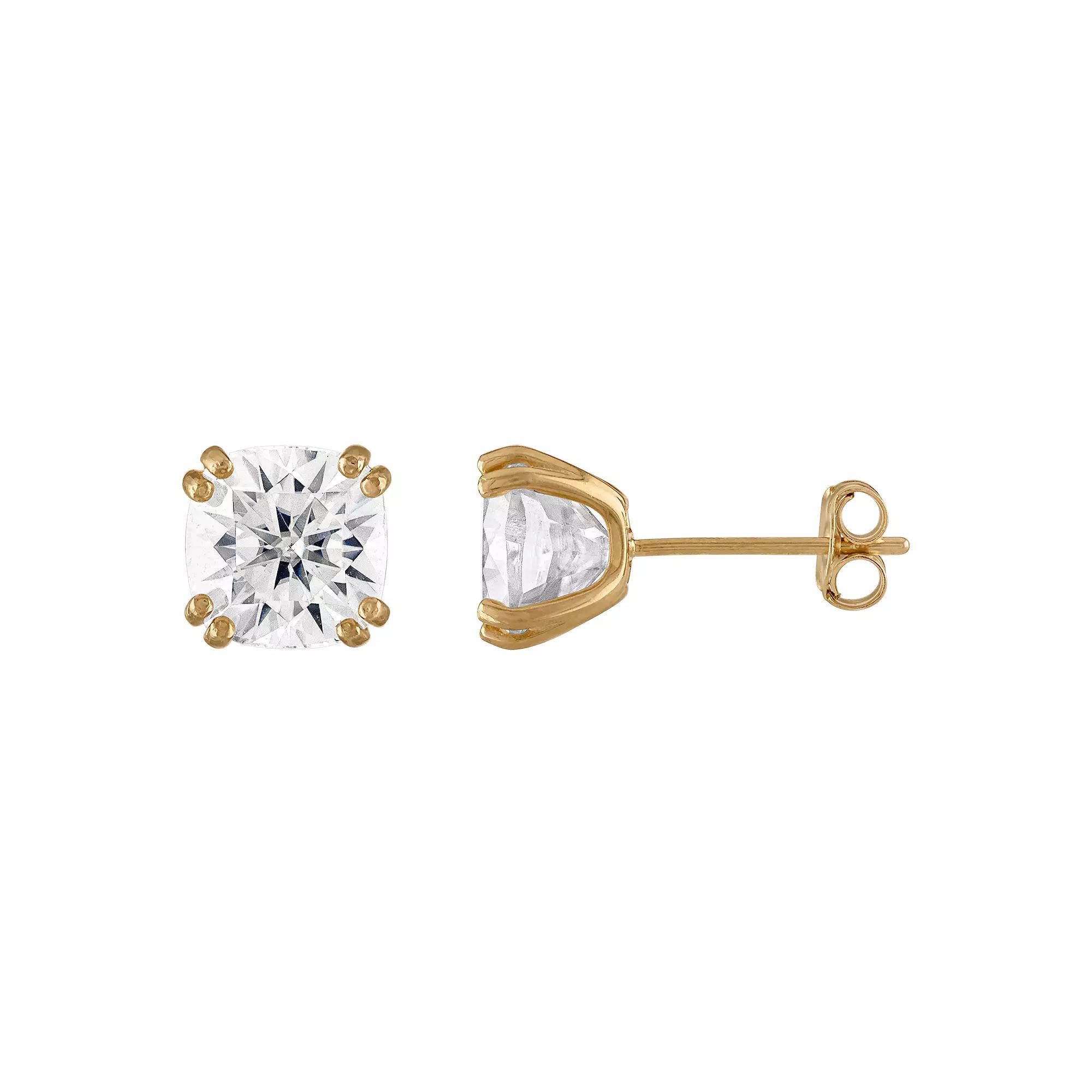 White Lotus 10k Gold 3 Carat T.W. Lab-Created Moissanite Prong Stud Earrings, Womens Product Image