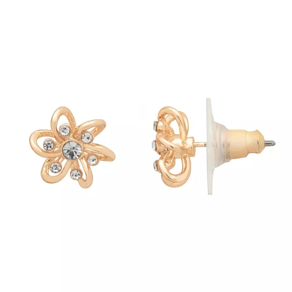 LC Lauren Conrad Simple Flower Stud Earrings, Women's, Clear Product Image