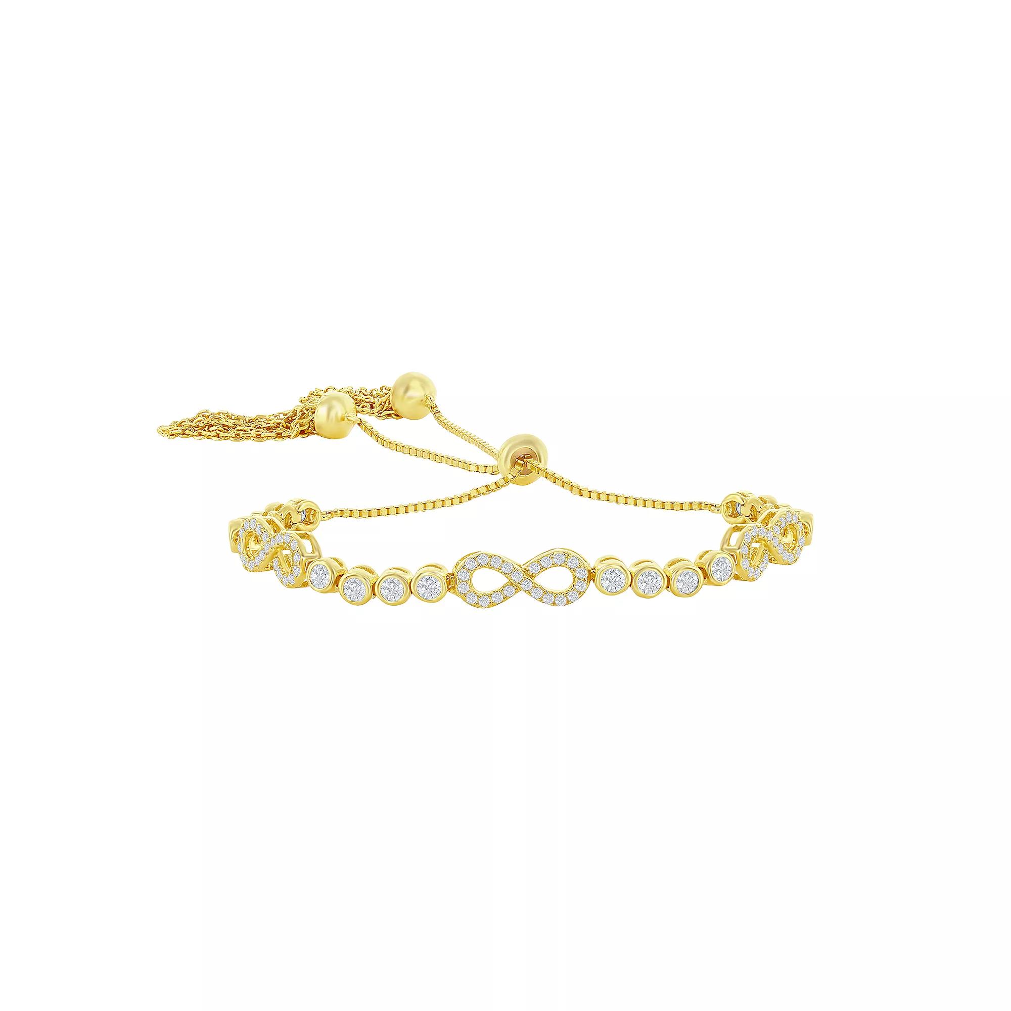 Argento Bella Sterling Silver Bezel-Set Cubic Zirconia Infinity Bracelet, Women's, Size: 9.50, Gold Tone Product Image