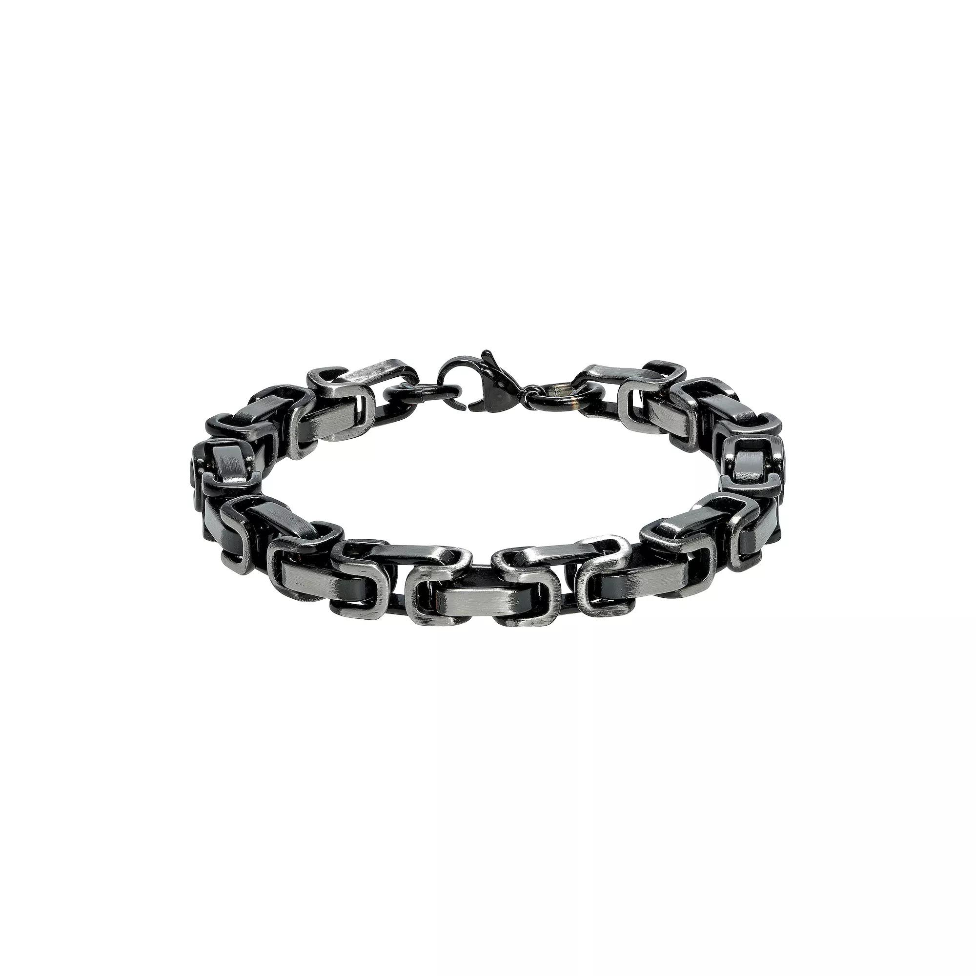 Men's LYNX Antiqued Finish Stainless Steel Bike Chain Bracelet, Size: 8.5" Product Image