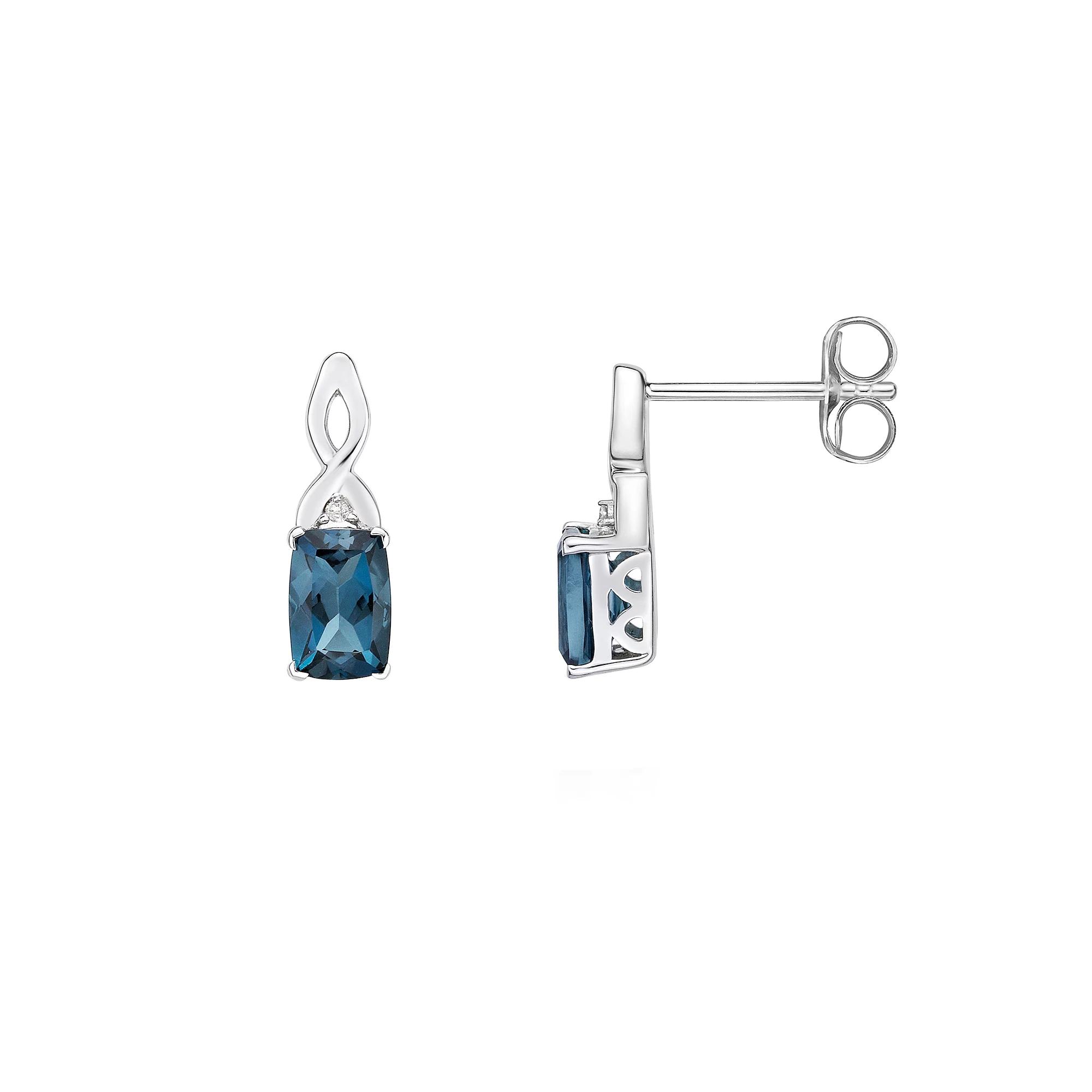 Gemminded 10k White Gold London Blue Topaz & Diamond Accent Drop Earrings, Women's, 10k Whgold Product Image