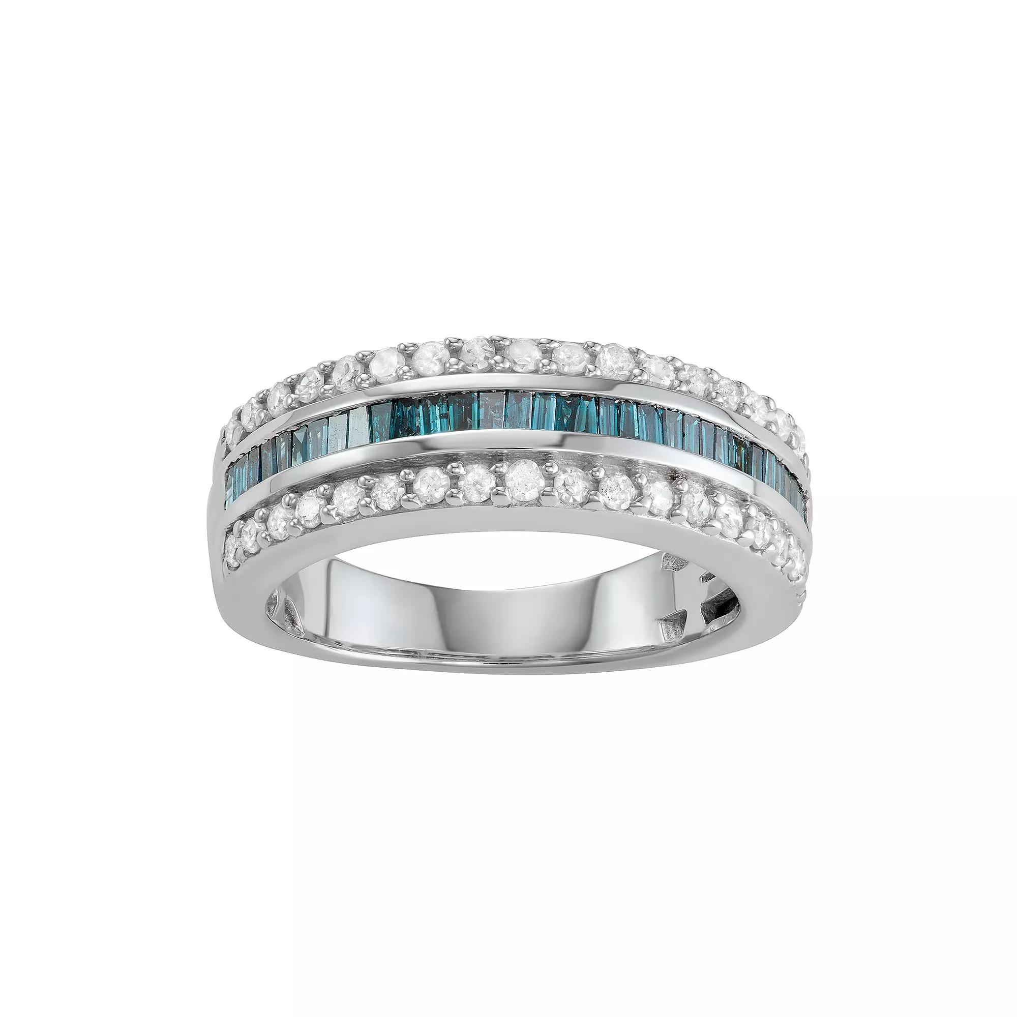 Jewelexcess Sterling Silver 1 C.T. Blue & White Diamond Ring, Women's, Size: 7, Silvertone Product Image