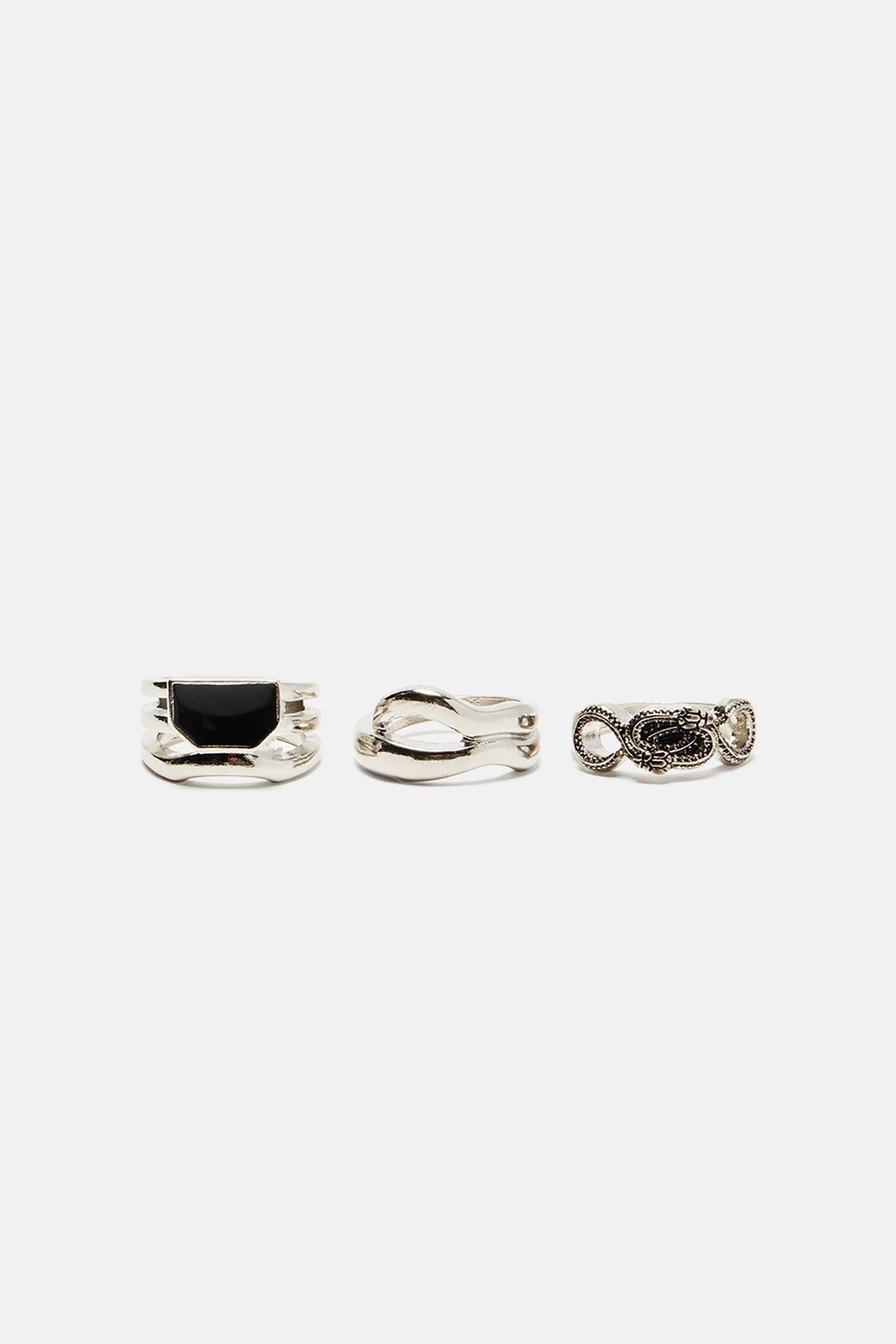Minimal Metals Ring Set - Silver Product Image