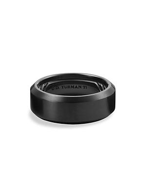 Mens Streamline Beveled Band Ring in Black Titanium Product Image