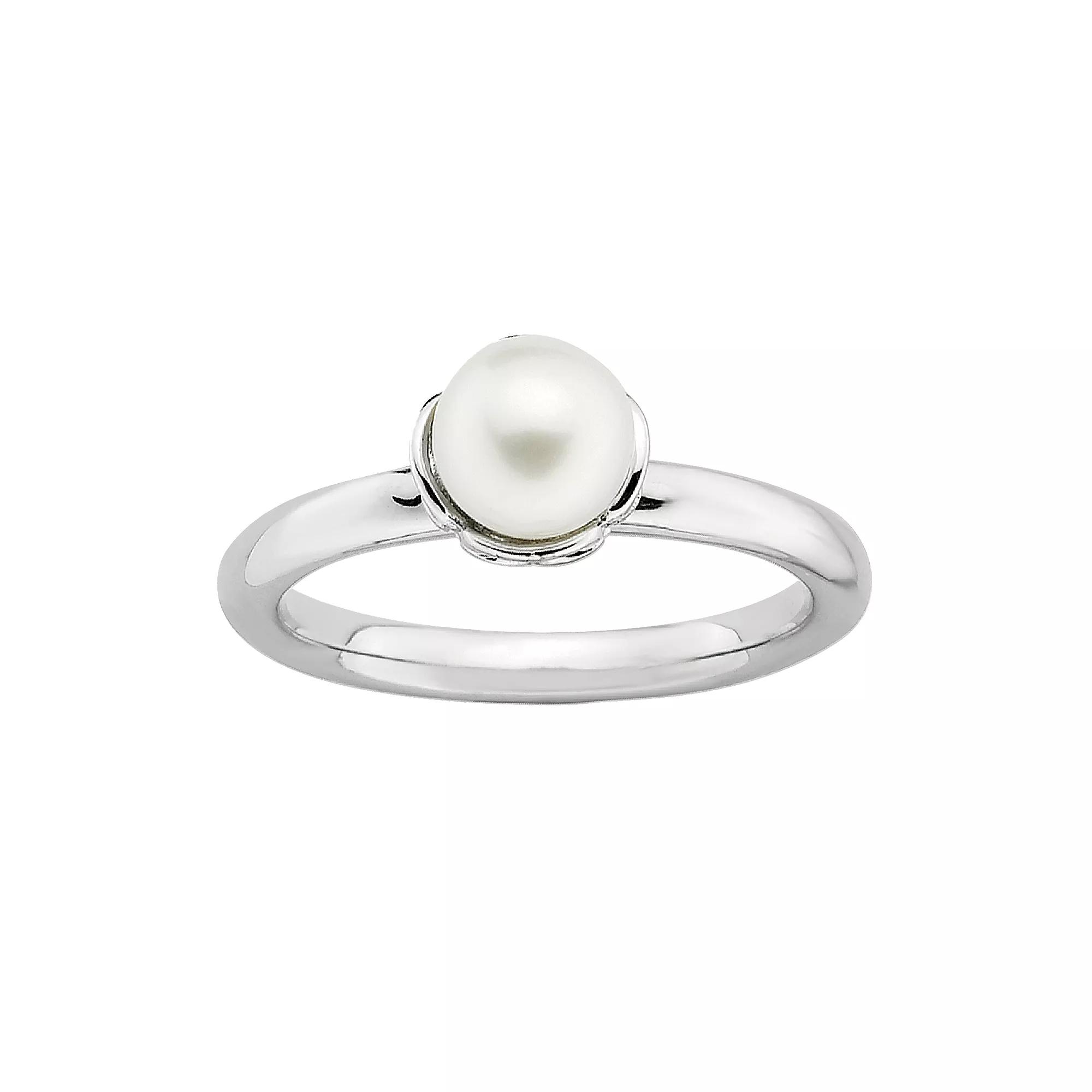 Stacks & Stones Sterling Silver Freshwater Cultured Pearl Stack Ring, Women's, Size: 8, White Product Image