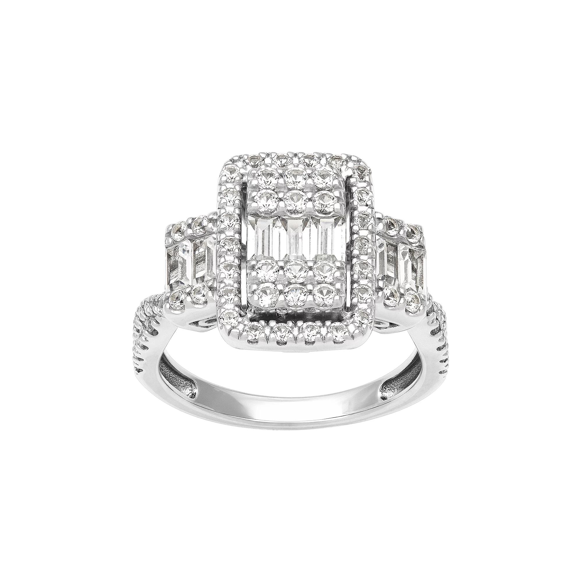 Love Always Sterling Silver 1 3/8 Carat T.W. Lab-Created White Sapphire Engagement Ring, Women's, Size: 6 Product Image