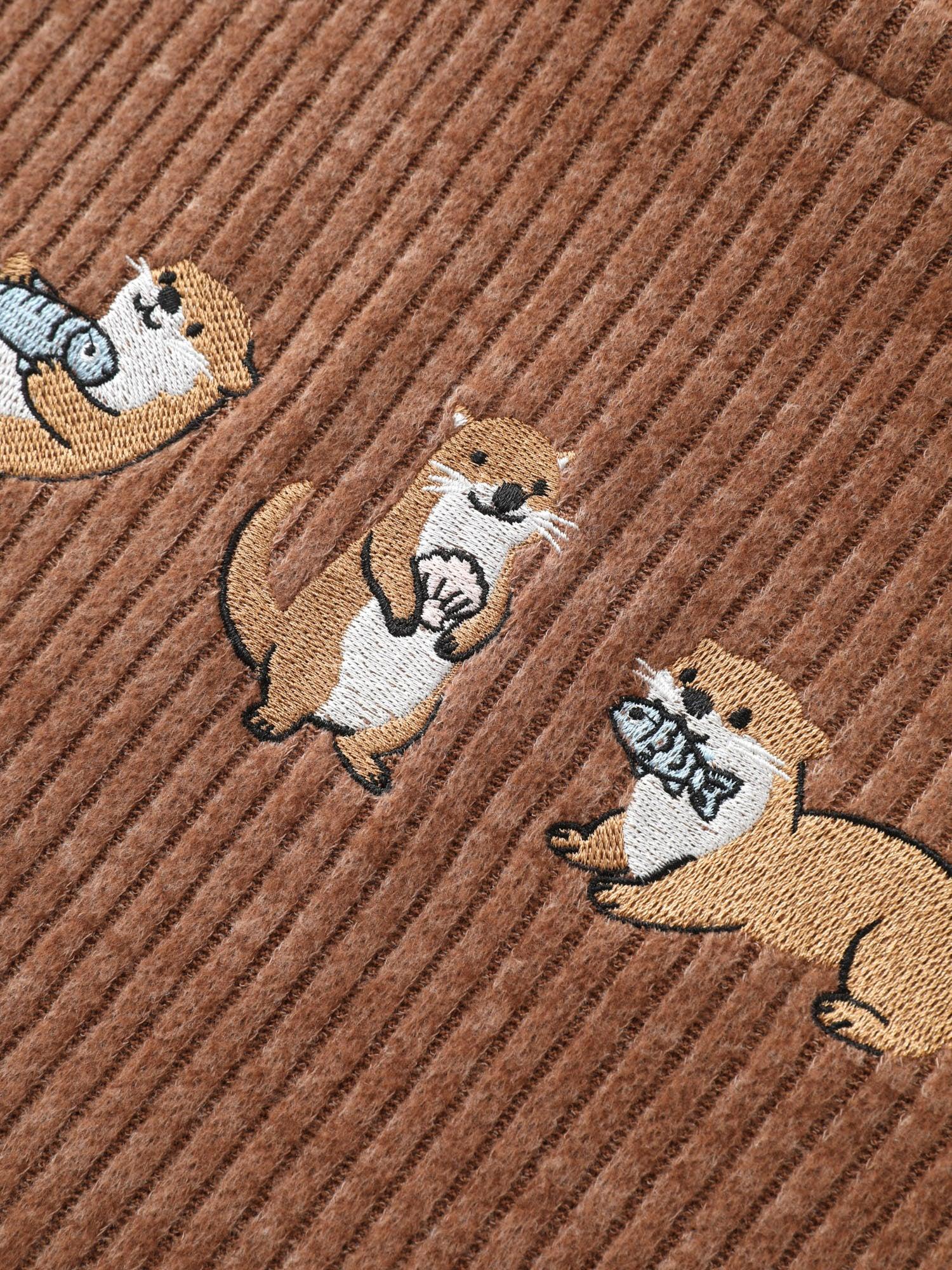 Happy Otter Embroidered Sweatshirt Female Product Image