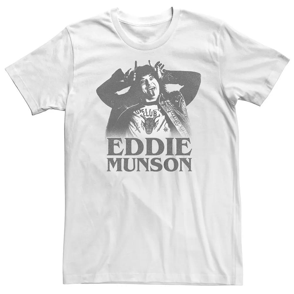 Big & Tall Stranger Things Eddie Horns BW Poster Tee, Men's,  Product Image
