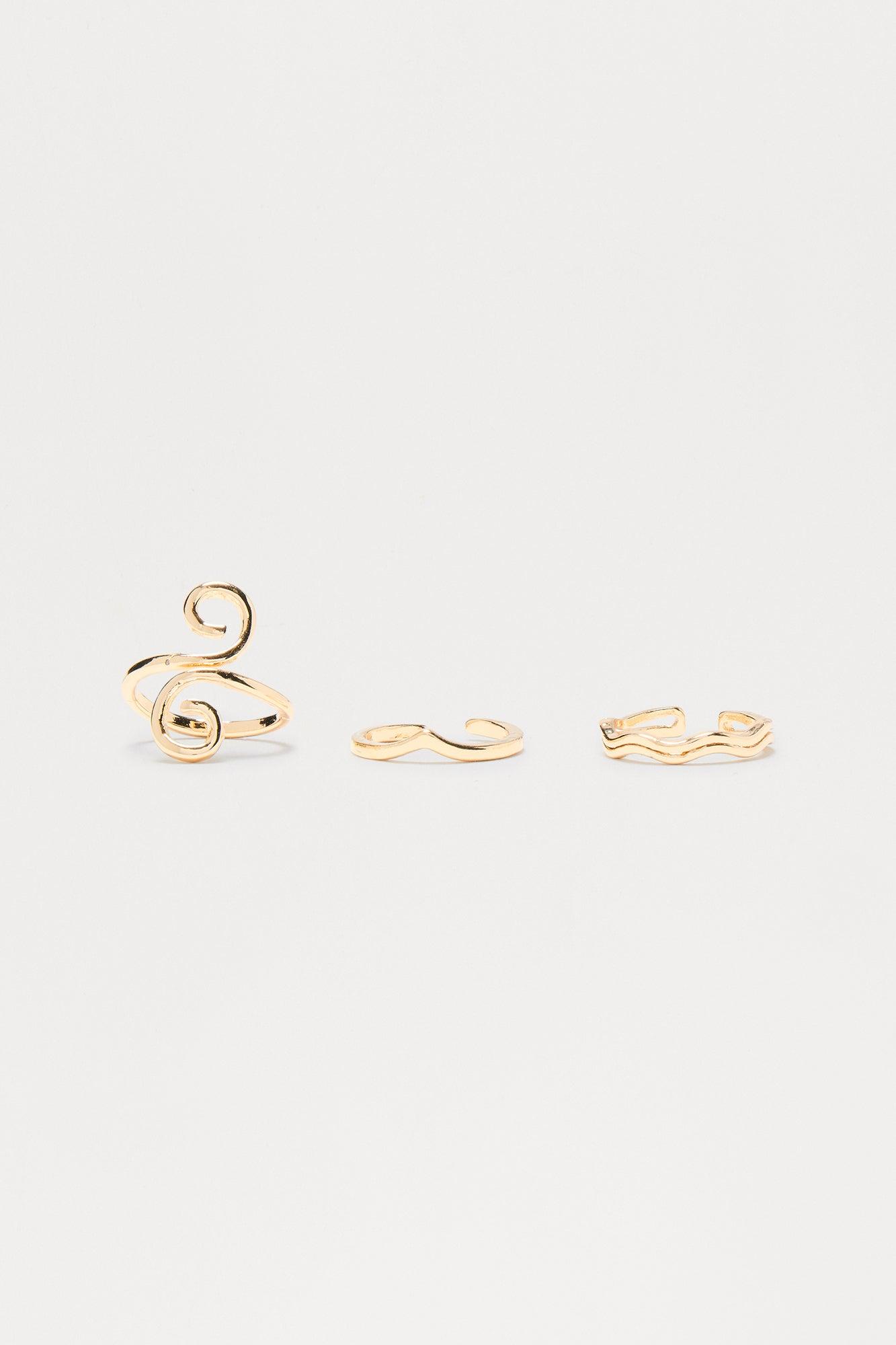 Kelsey Abstract 3 Piece Toe Ring Set - Gold Female Product Image