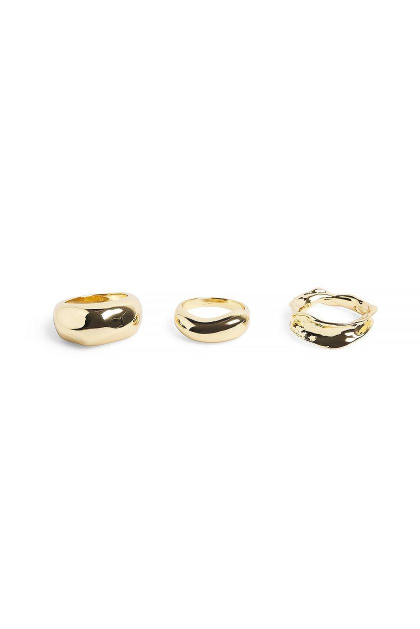 3-pack Gold Plated Chunky Rings Product Image