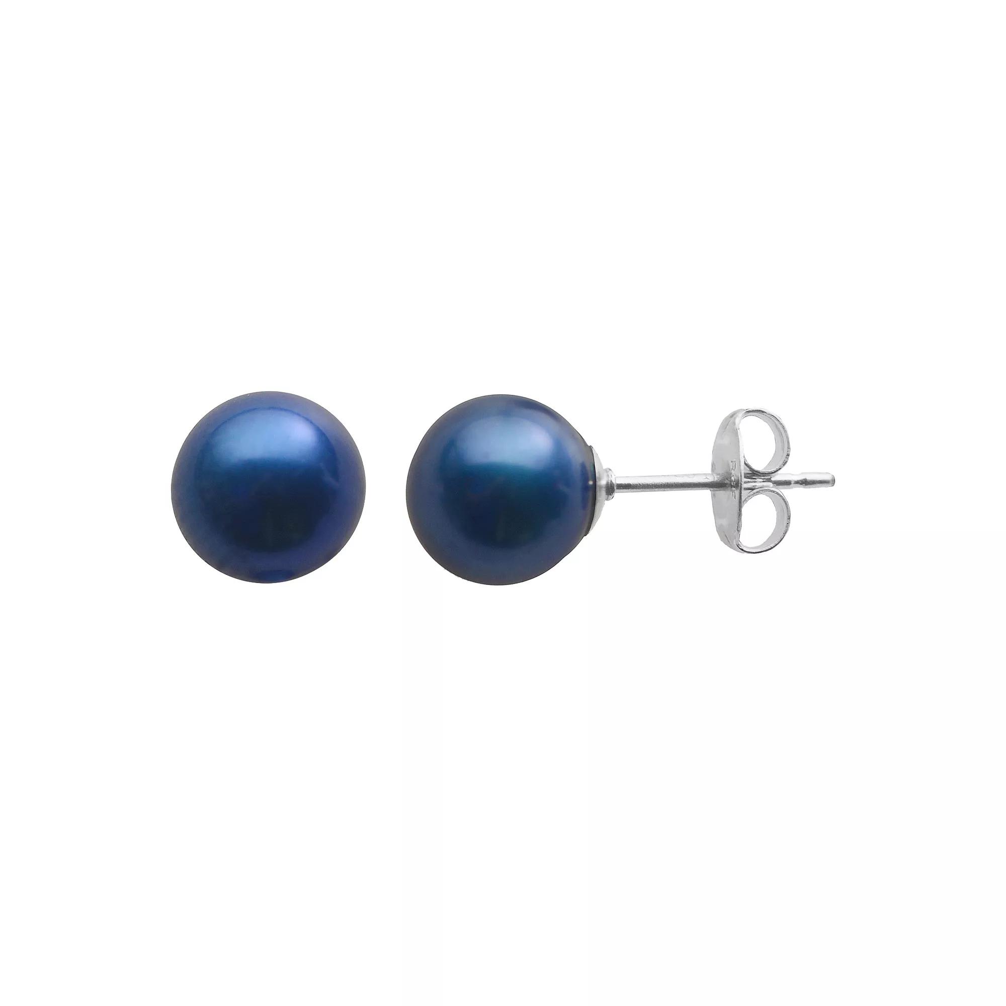 PearLustre by Imperial Dyed Freshwater Cultured Pearl Sterling Silver Stud Earrings, Women's, Blue Blue Product Image