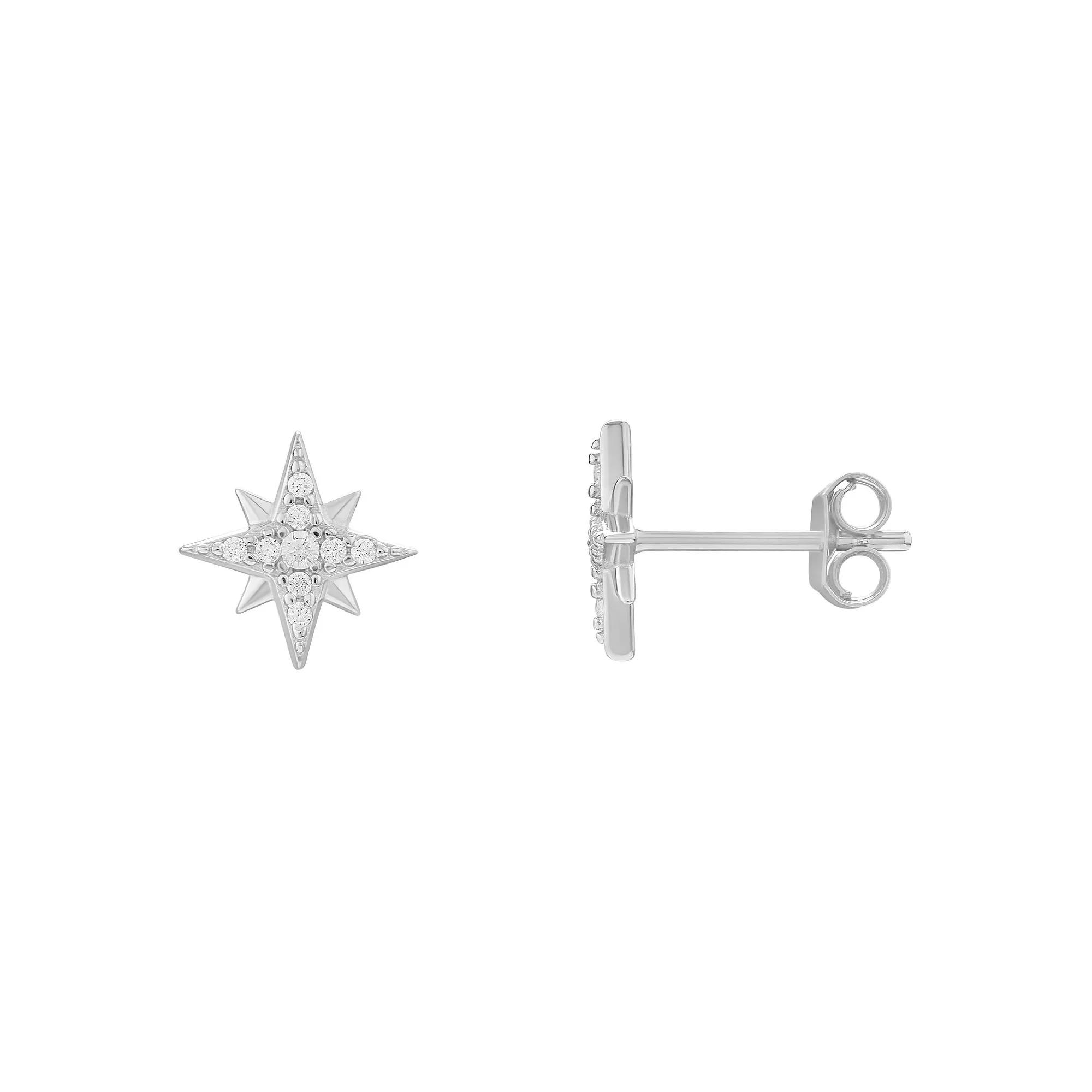 PRIMROSE Sterling Silver Cubic Zirconia Star Stud Earrings, Women's Product Image