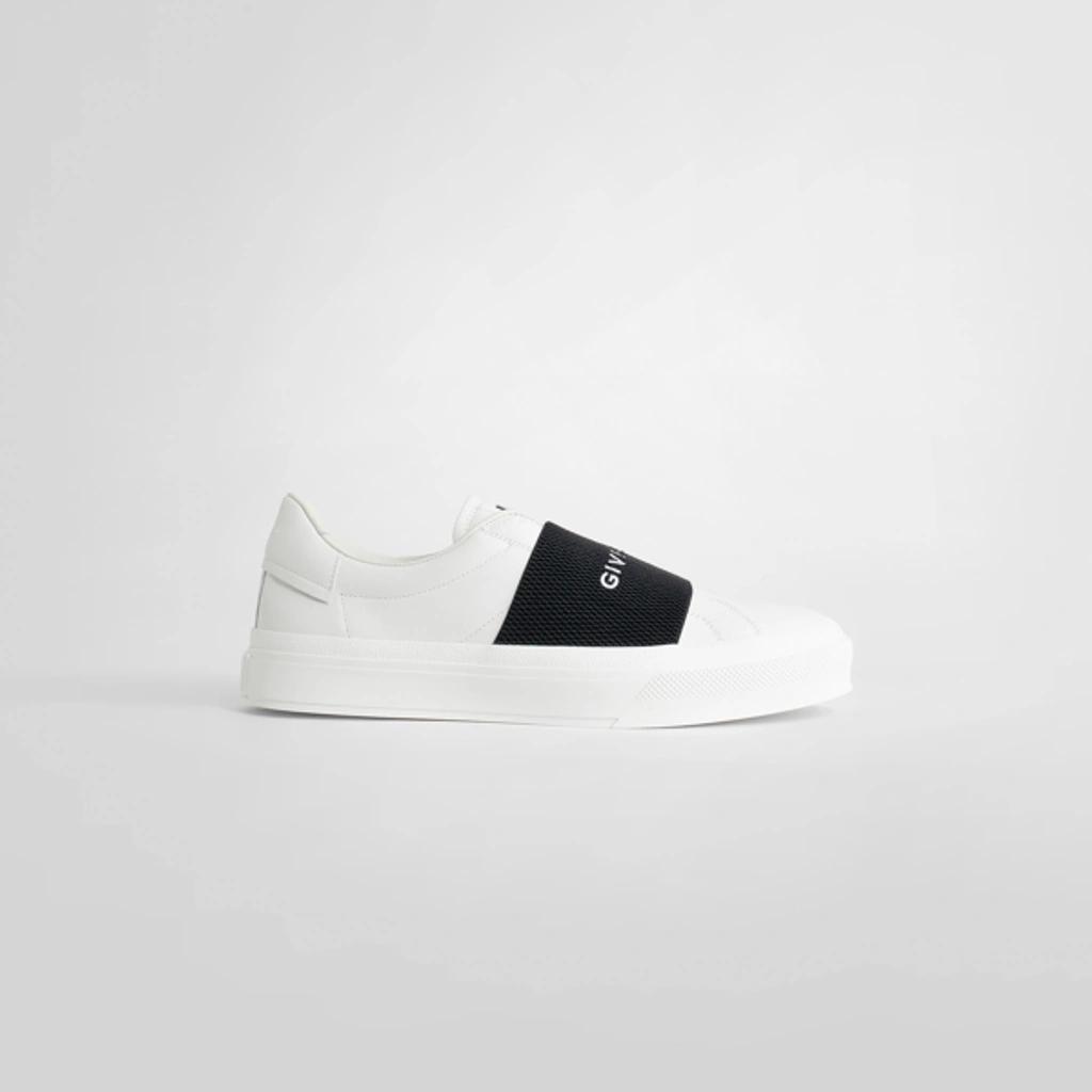 GIVENCHY Logo-embroidered Slip-on Leather Sneakers In White Black Product Image