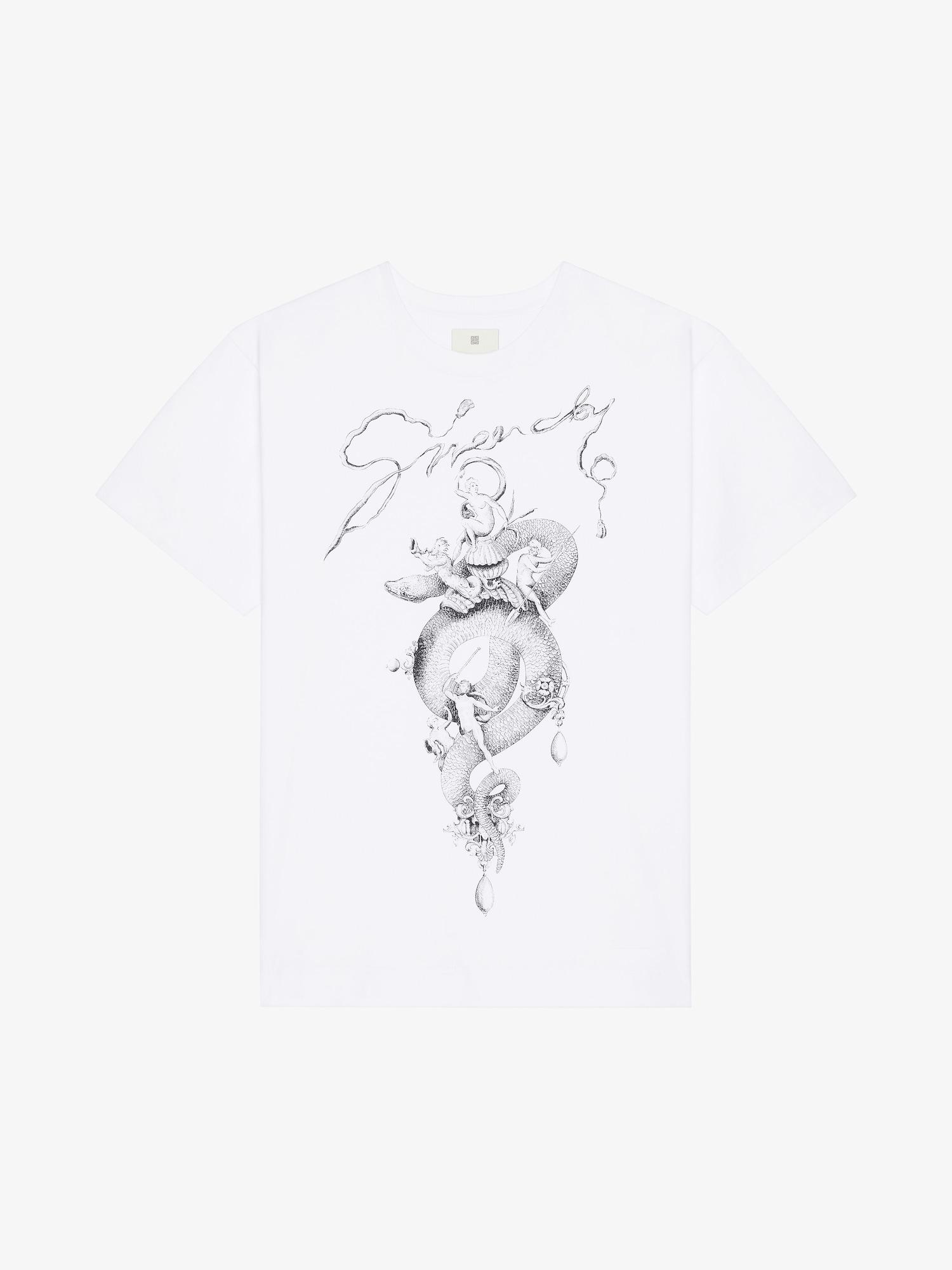 T-shirt in cotton with chandelier and snake print Product Image