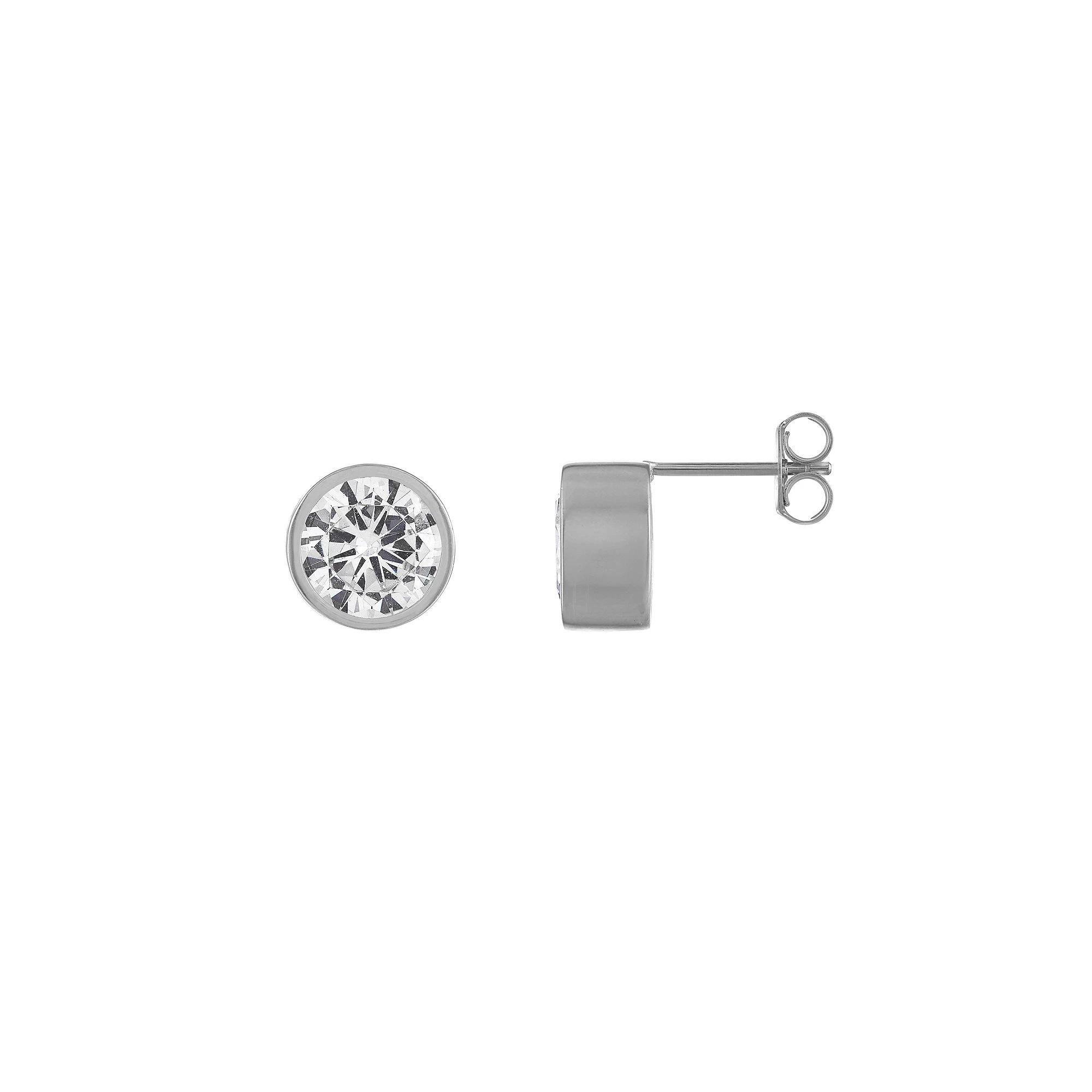 Designs by Gioelli Men's Cubic Zirconia Bezel Stud Earrings, White Product Image
